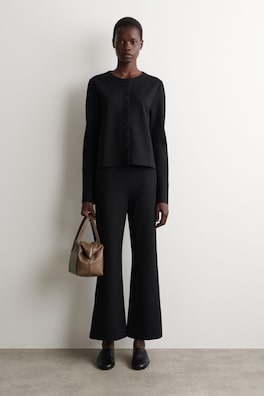 MINIMAL JERSEY CARDIGAN — BLACK 2