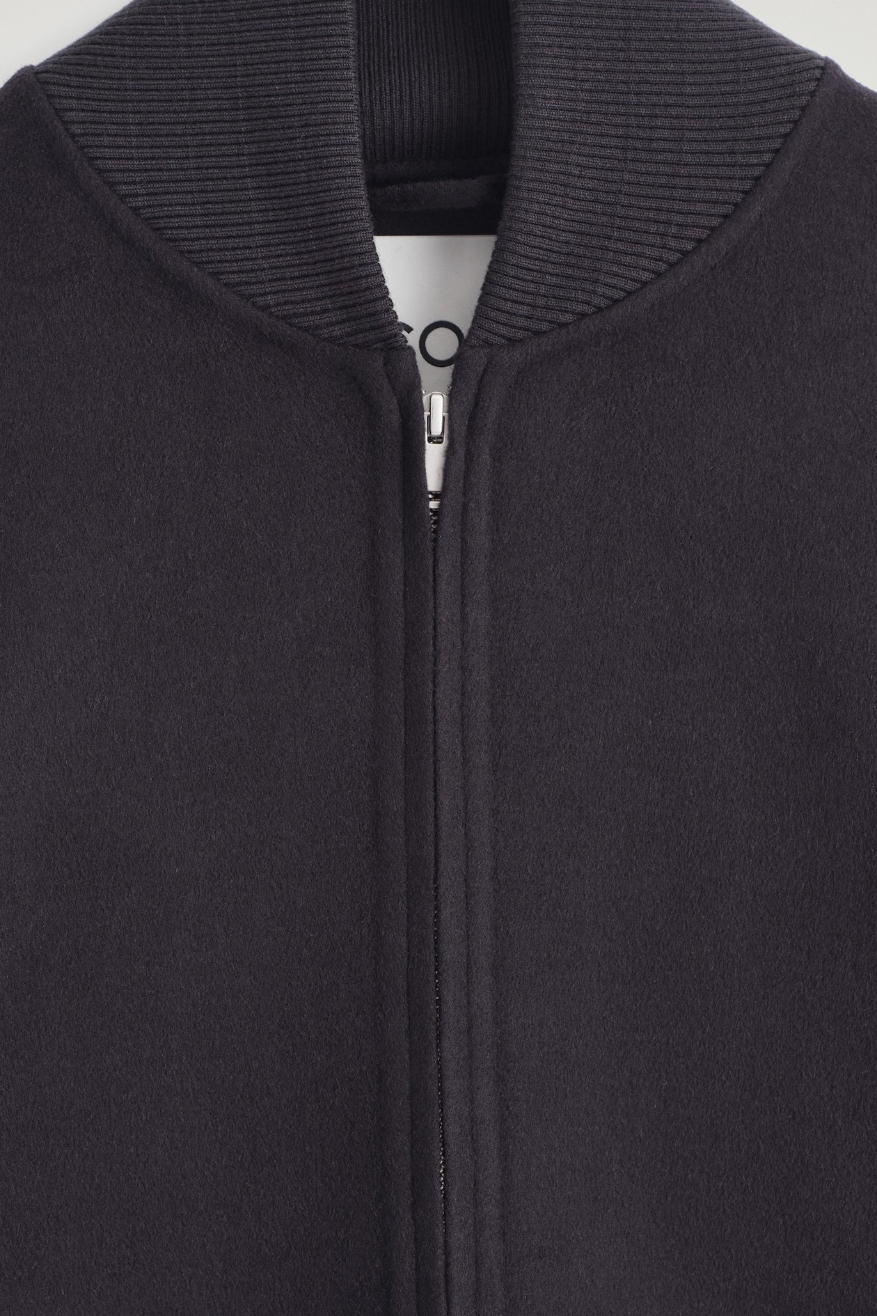 DOUBLE-FACED WOOL BOMBER JACKET — NAVY