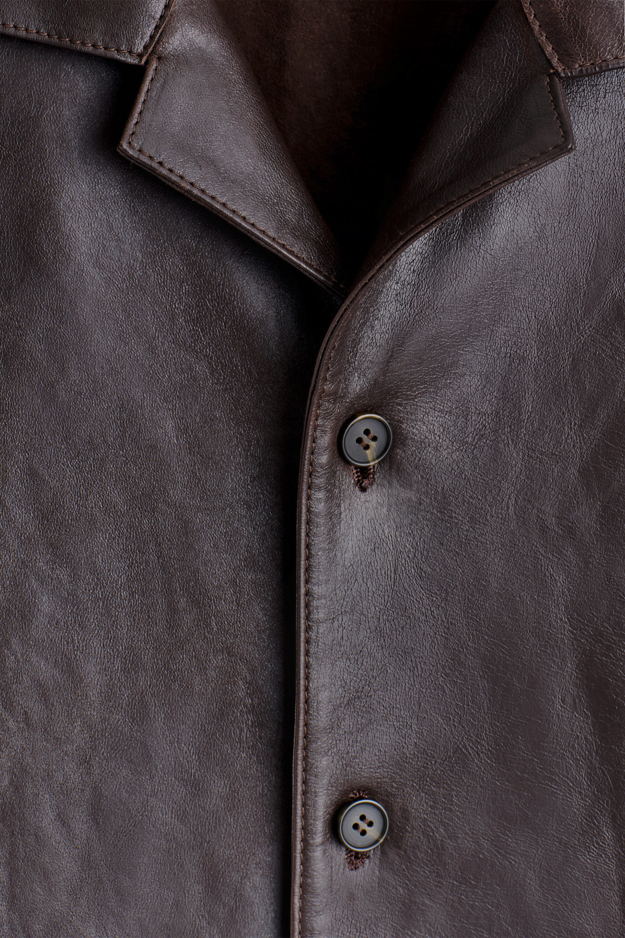 TEXTURED-LEATHER SHIRT - BITTER CHOCOLATE | COS US