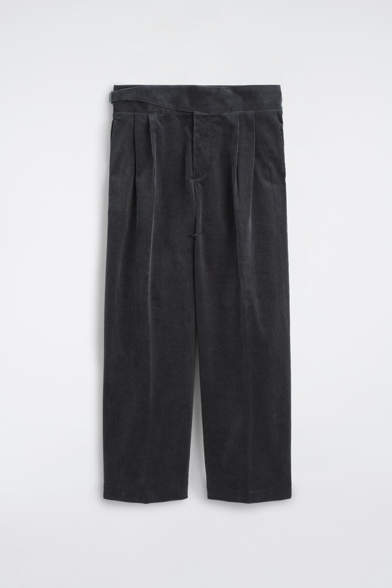 Belt-Detail Corduroy Relaxed-Fit Wide-Leg Pants