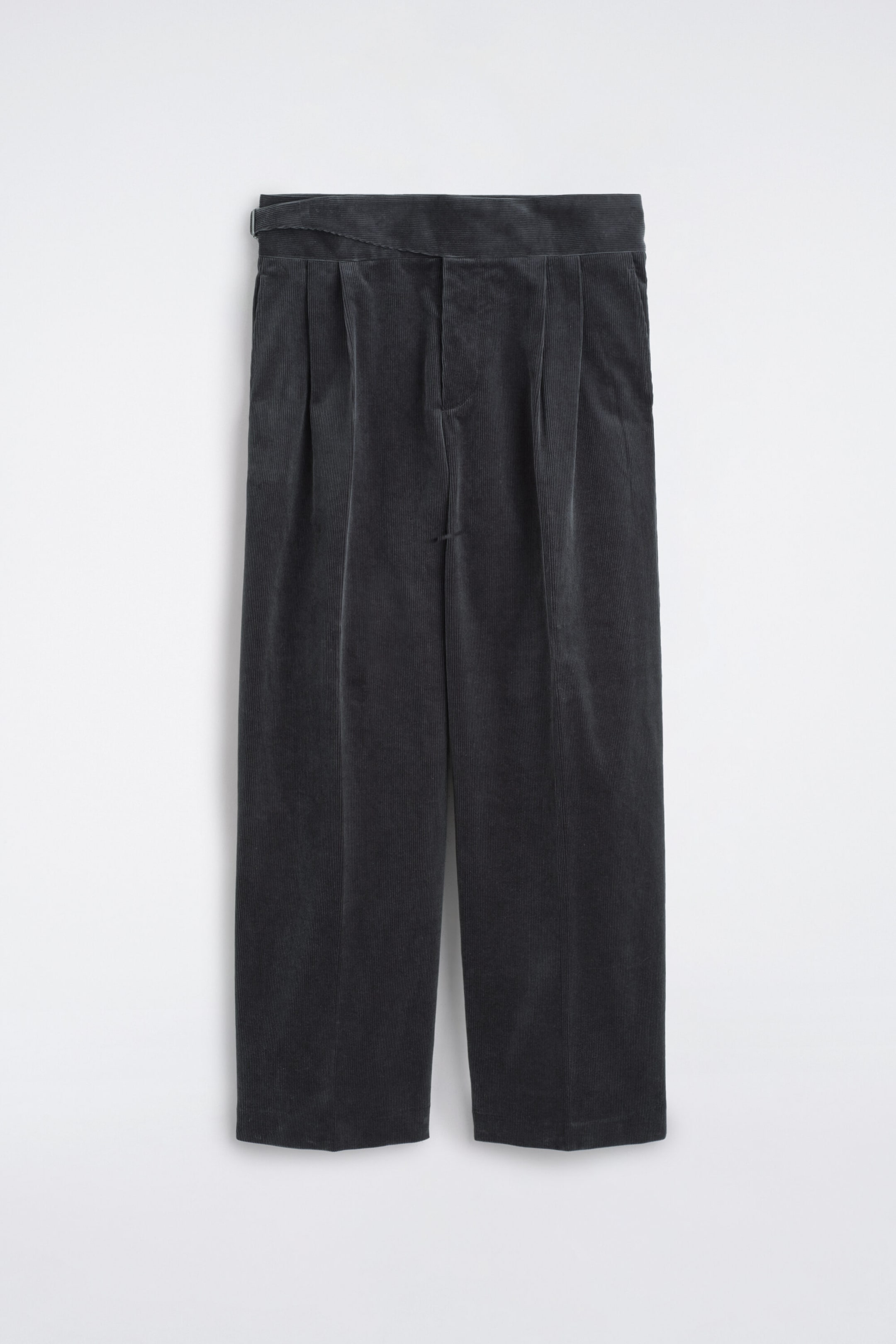 BELT-DETAIL CORDUROY RELAXED-FIT WIDE-LEG PANTS