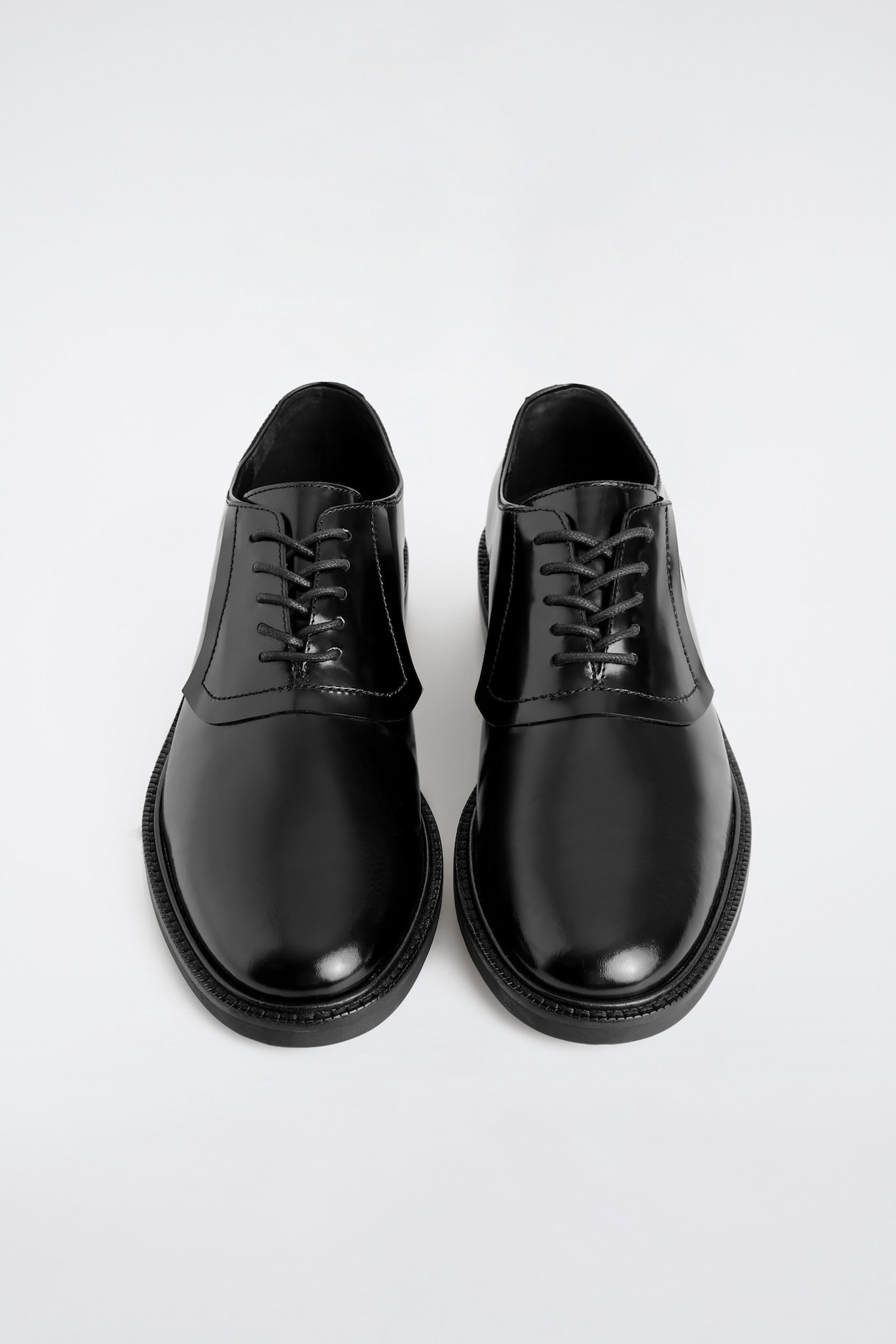 LEATHER OXFORD SHOES — BLACK