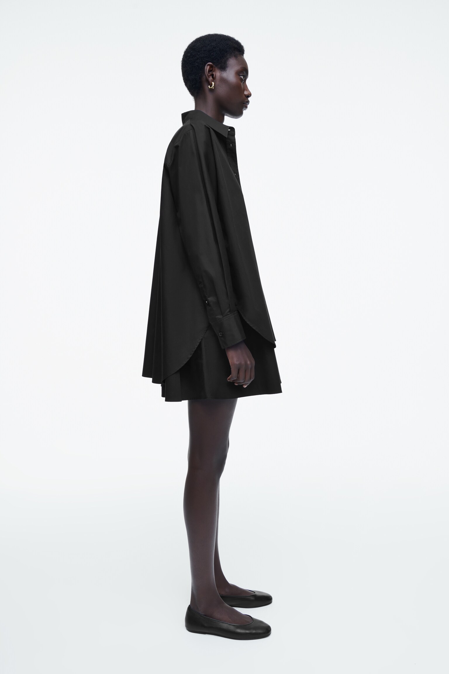 ROBE-CHEMISE TRAPÈZE EFFET SUPERPOSÉ - NOIR - 3