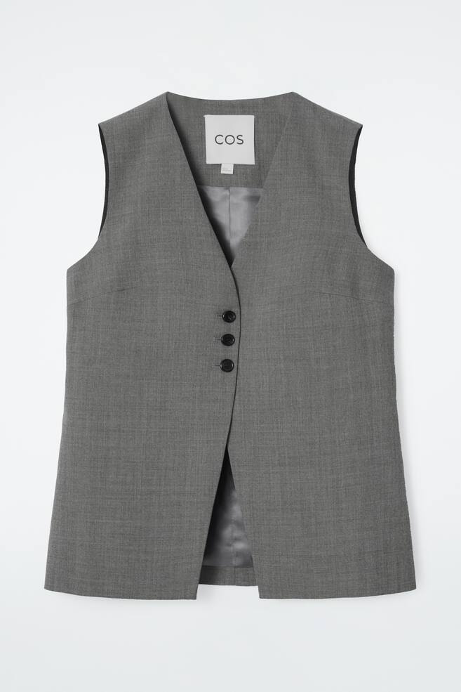 LONGLINE TAILORED TWILL WAISTCOAT - GREY/MOLE - 1