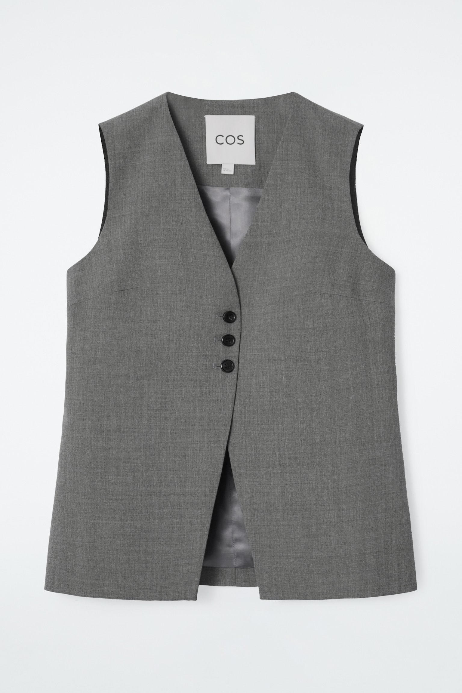 LONGLINE TAILORED TWILL WAISTCOAT - GREY/MOLE