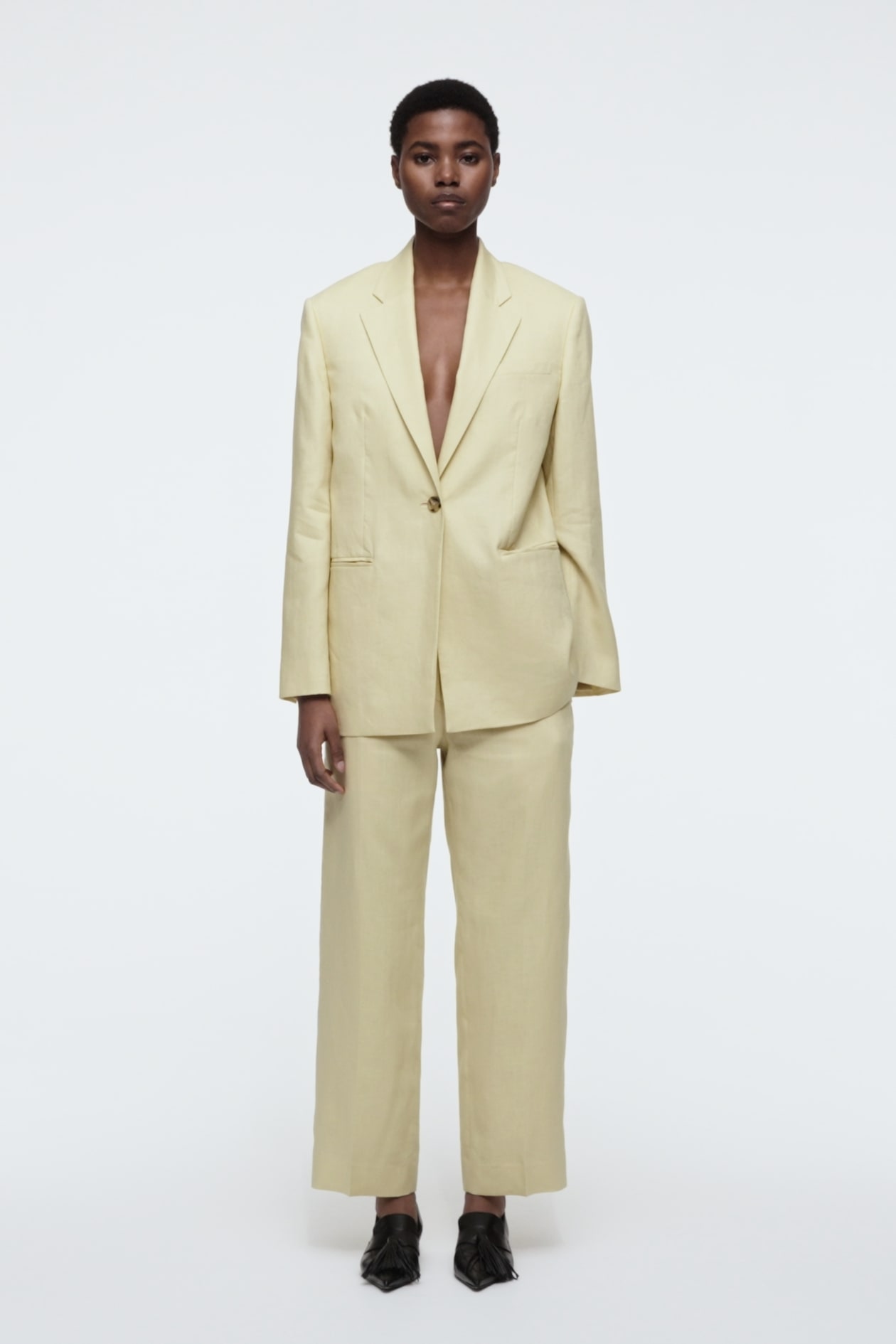 LINEN SLIM-LEG TROUSERS