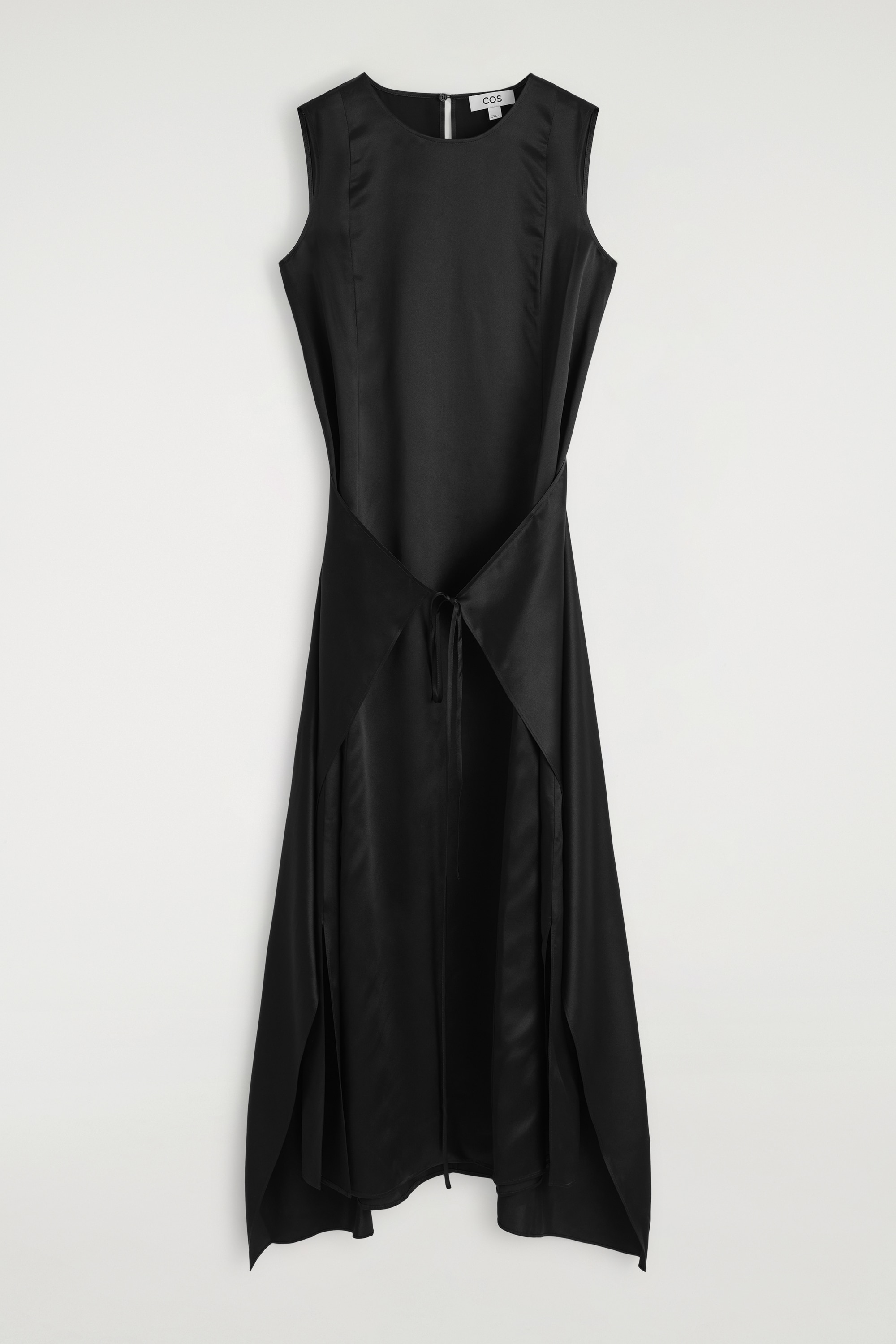WRAP-FRONT SILK MAXI DRESS - BLACK