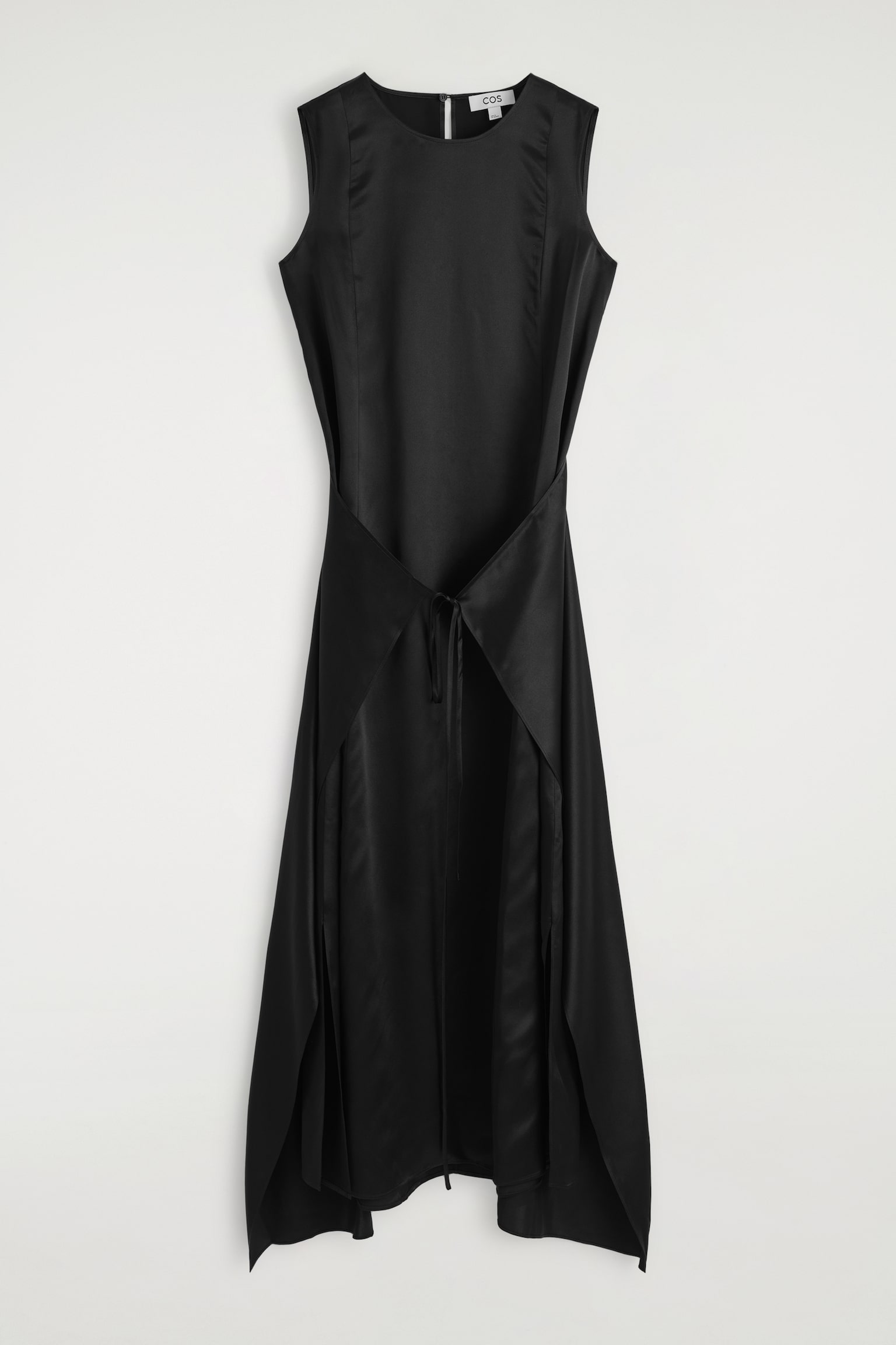 VESTIDO LARGO DE SEDA CON FRONTAL CRUZADO - NEGRO - 2