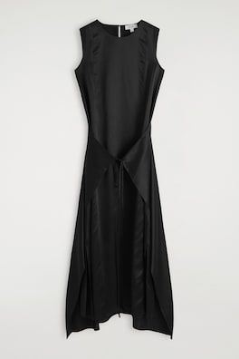 WRAP-FRONT SILK MAXI DRESS — BLACK 3
