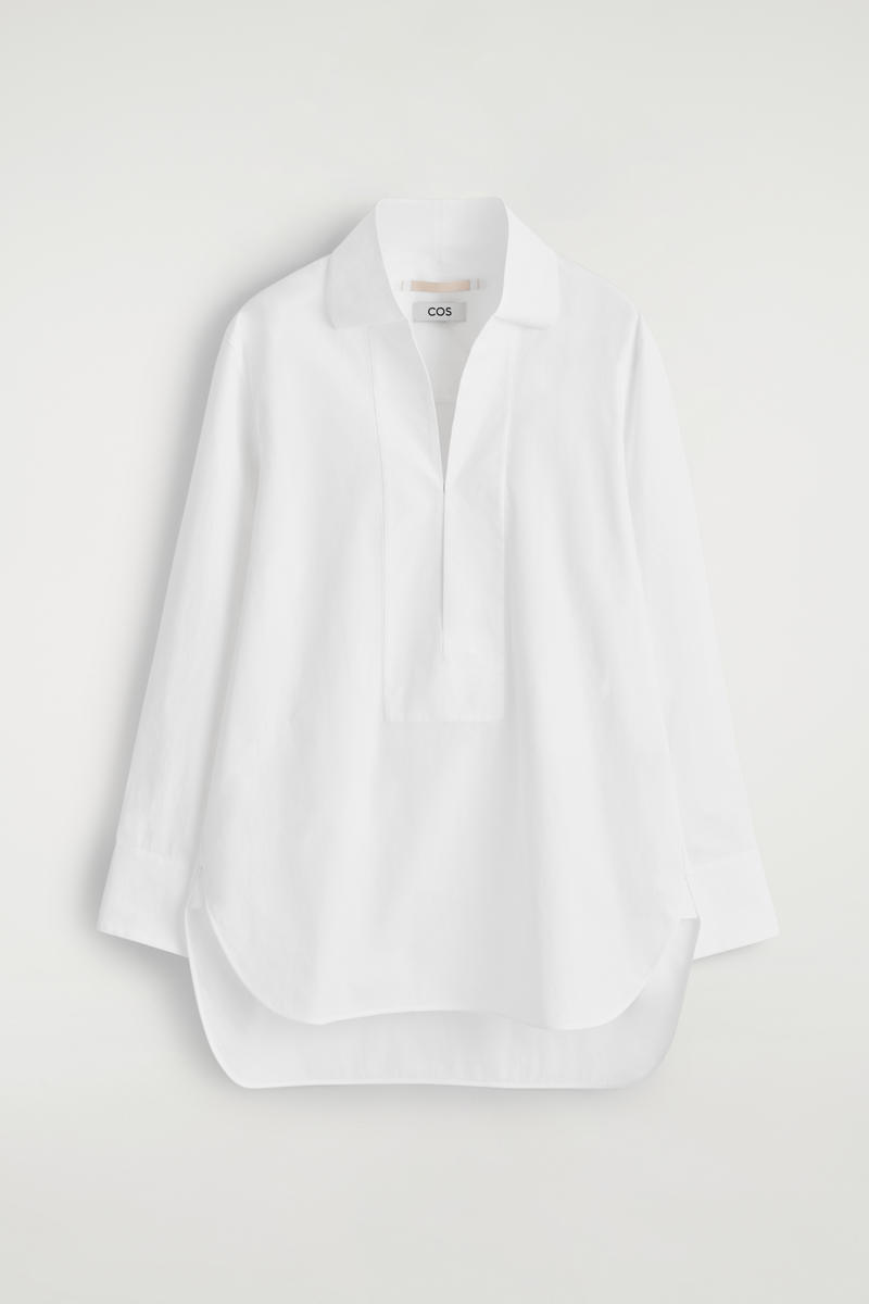Cos Exaggerated Cotton Shirt In White