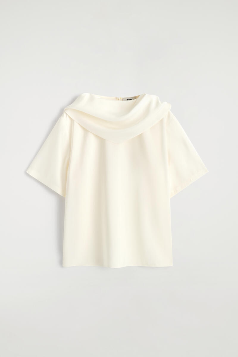 Draped Scarf-Detail Top