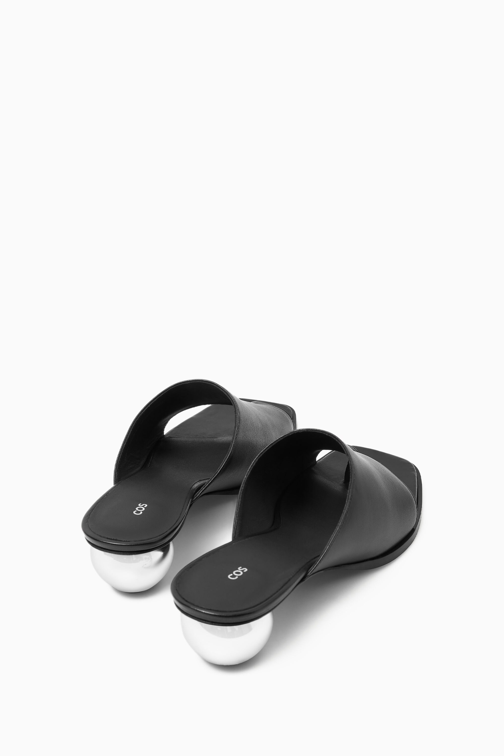 SCULPTURAL-HEEL LEATHER MULES - BLACK | COS