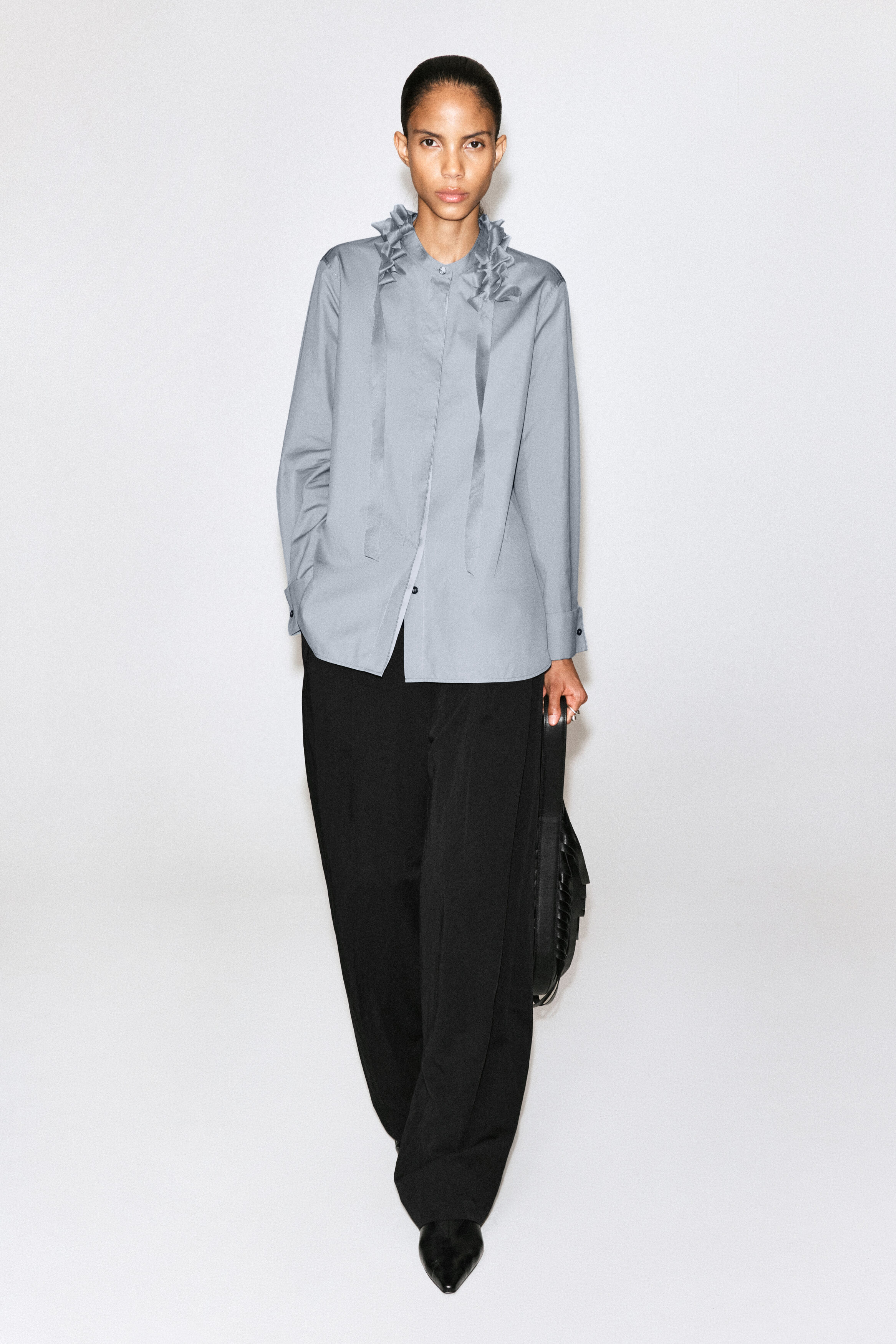 RUFFLED-COLLAR COTTON-SILK SHIRT - thumbnail 3