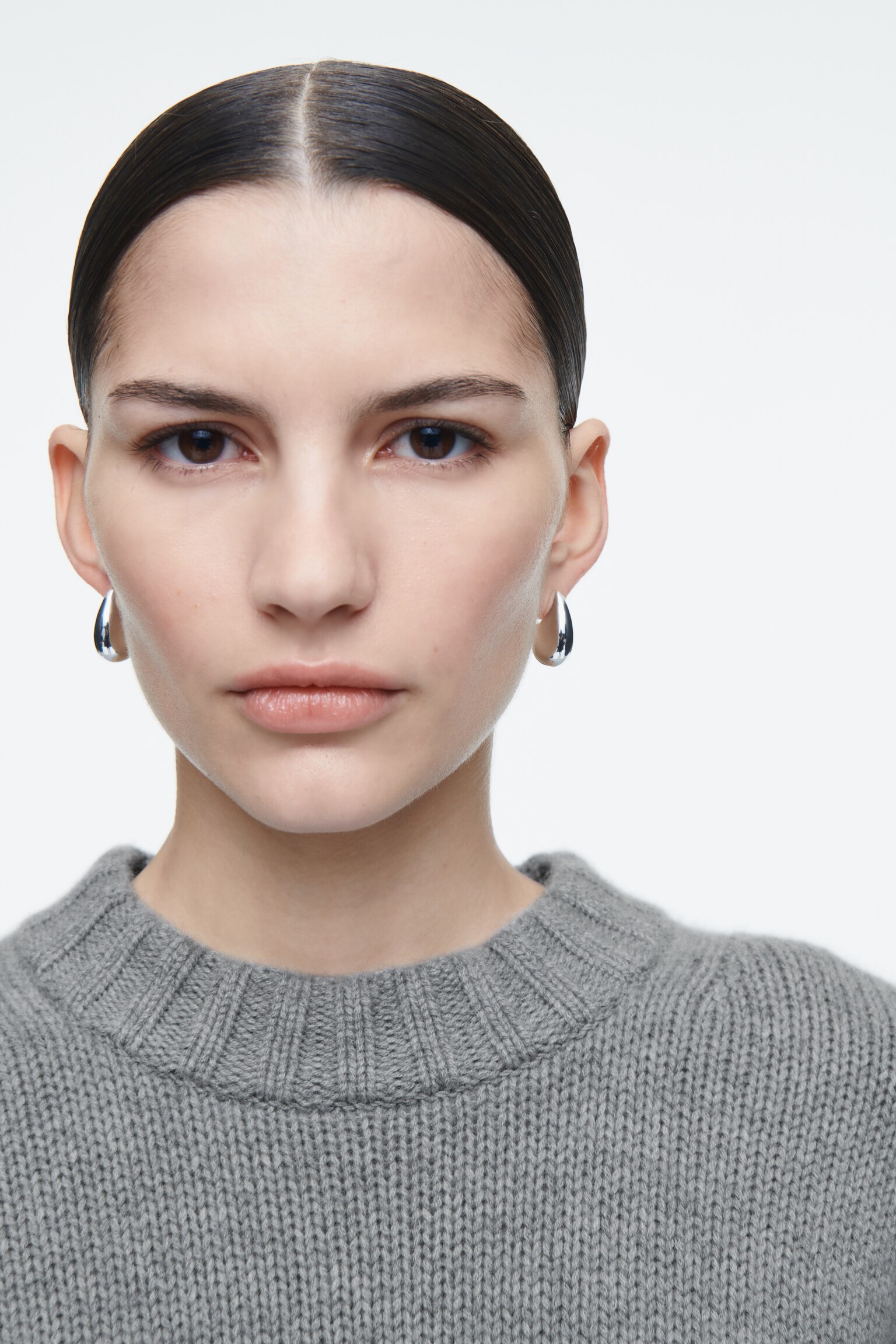 PULL COL ROND EN CACHEMIRE ÉPAIS - GRIS - 3