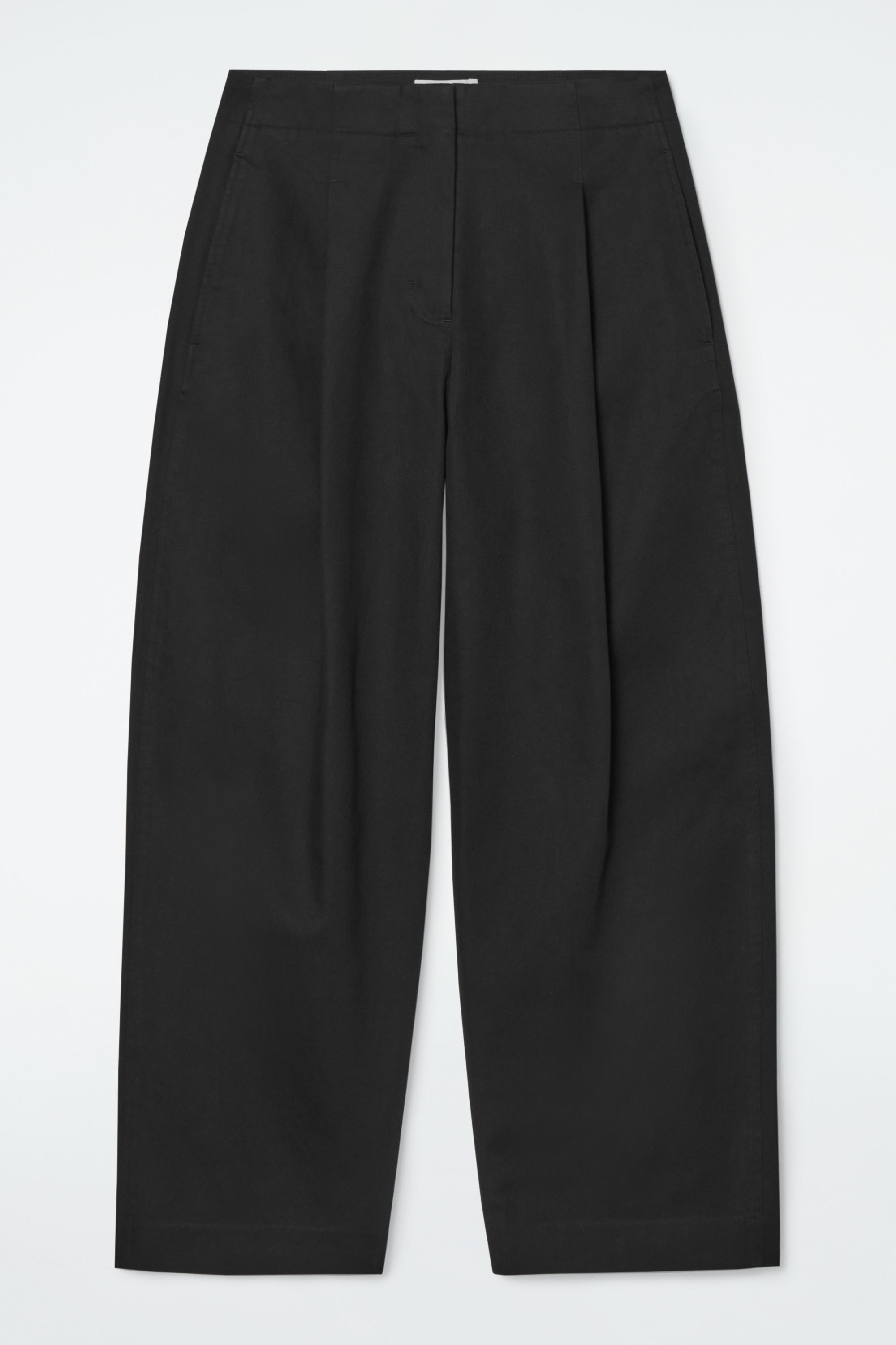 PLEATED BARREL-LEG CHINOS - BLACK | COS