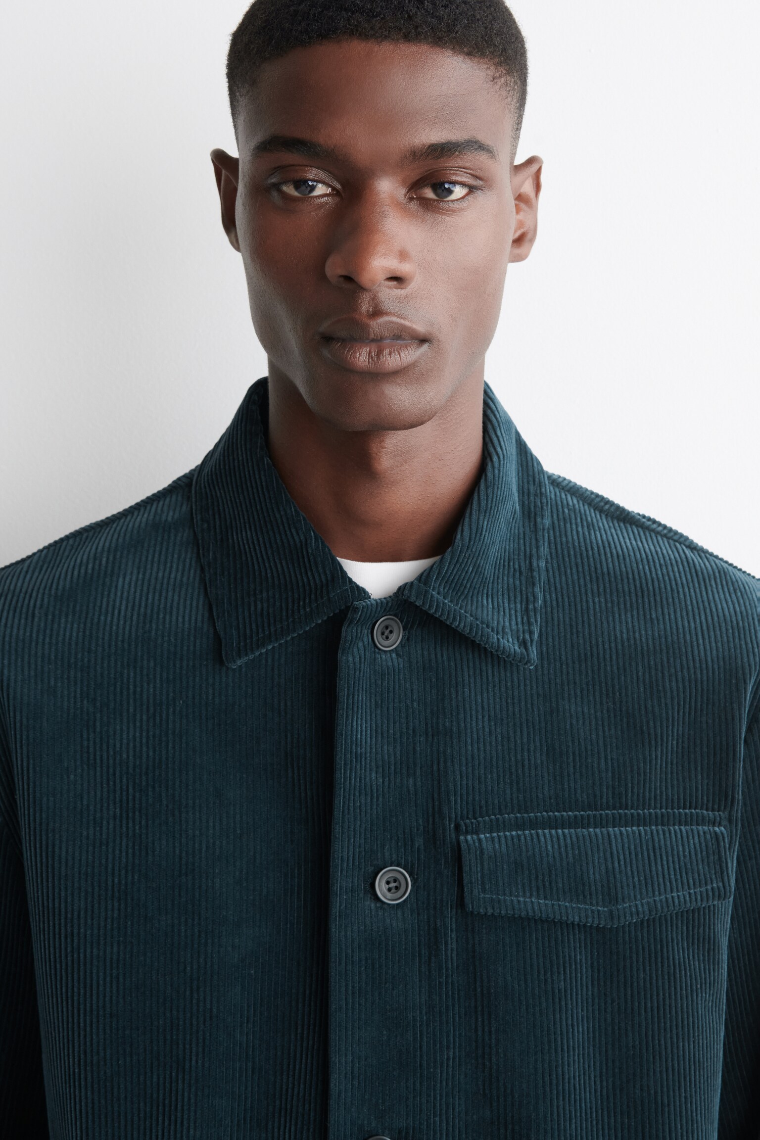 COTTON-CORDUROY OVERSHIRT - DARK TURQUOISE/BLACK - 4