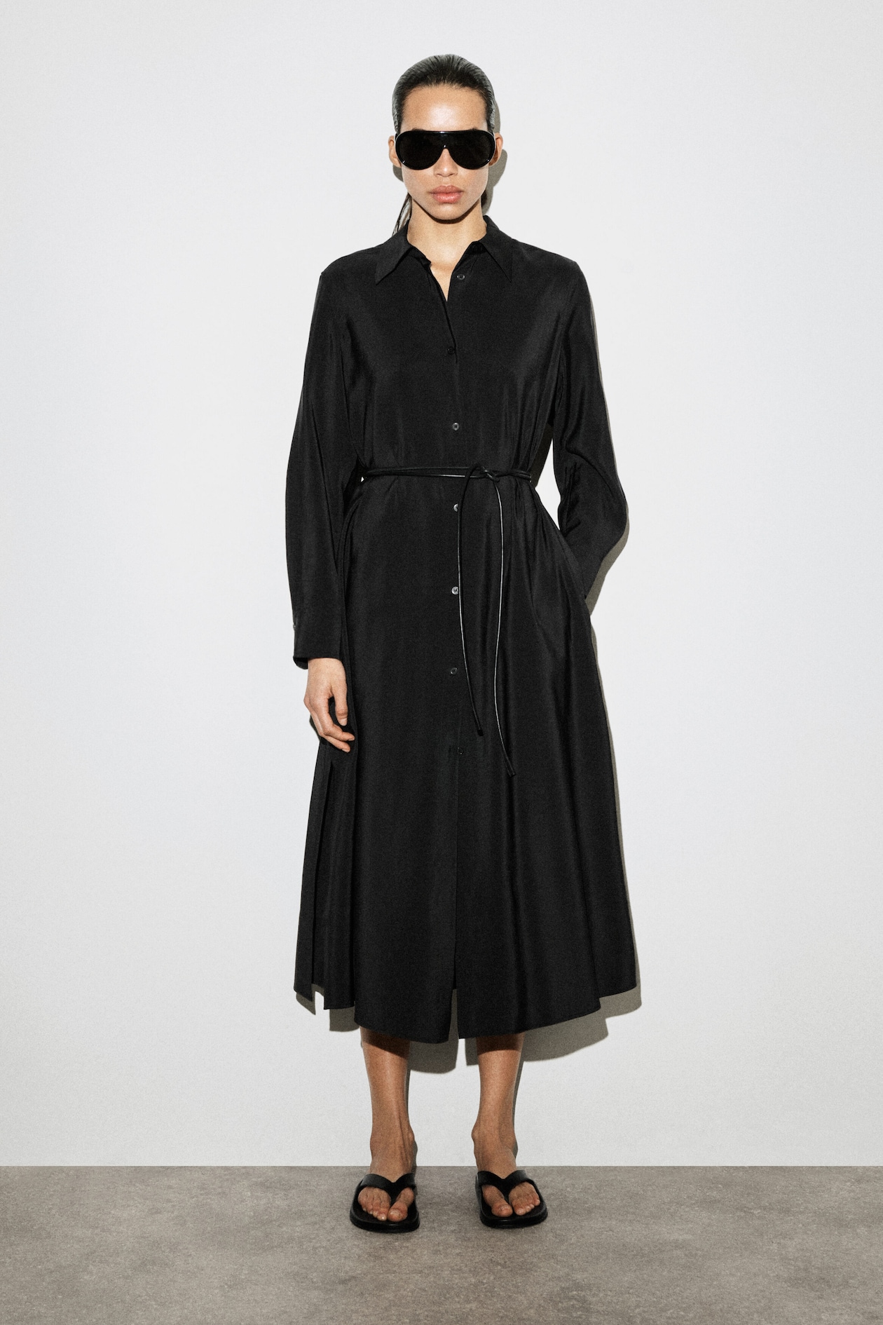 FLUID MIDI SHIRT DRESS - BLACK | COS US