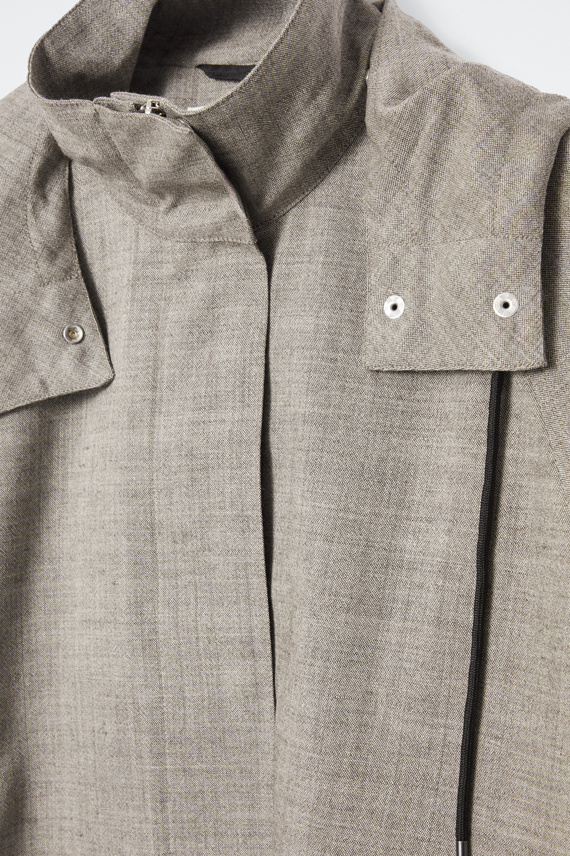 HOODED WOOL UTILITY JACKET - GREY MÉLANGE | COS