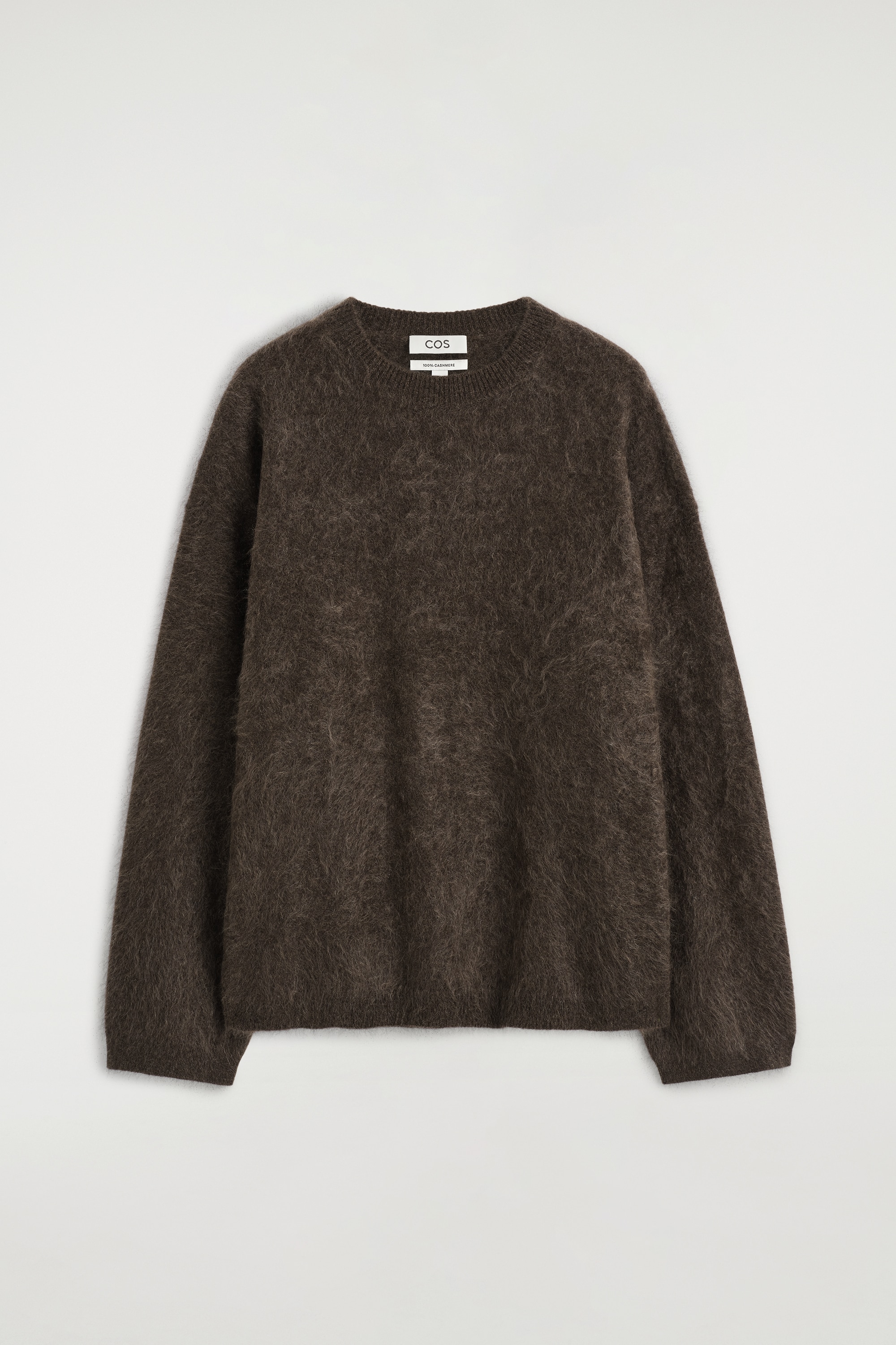 PULL À COL ROND EN CACHEMIRE BROSSÉ - BRUN CHINÉ/GRIS ANTHRACITE CHINÉ