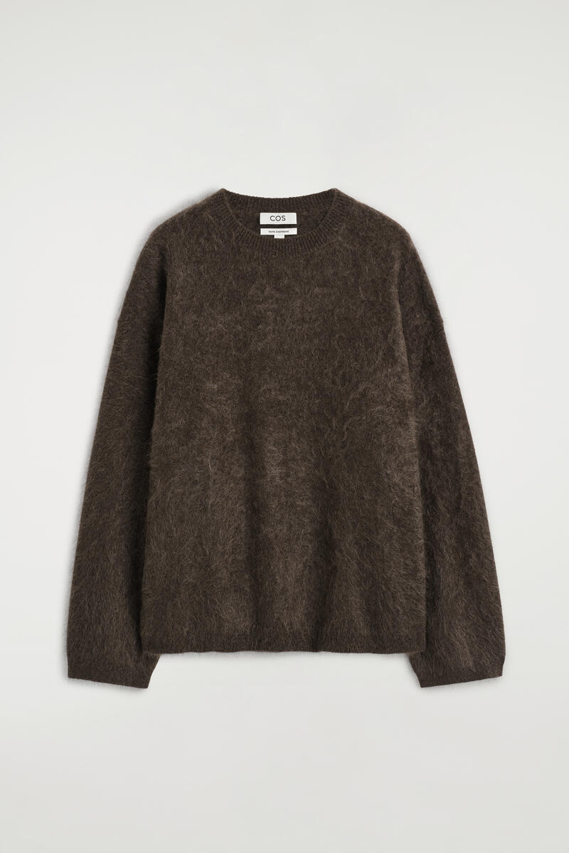 Brushed-Cashmere Crew-Neck Sweater