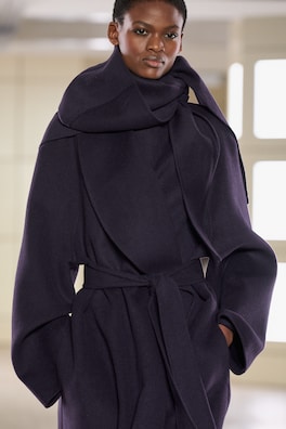 DOUBLE-FACED WOOL SHAWL-COLLAR COAT — EGGPLANT 9
