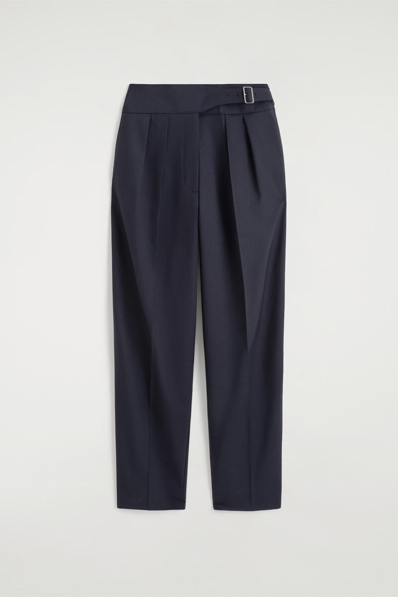 Cummerbund-Waist Barrel-Leg Pants