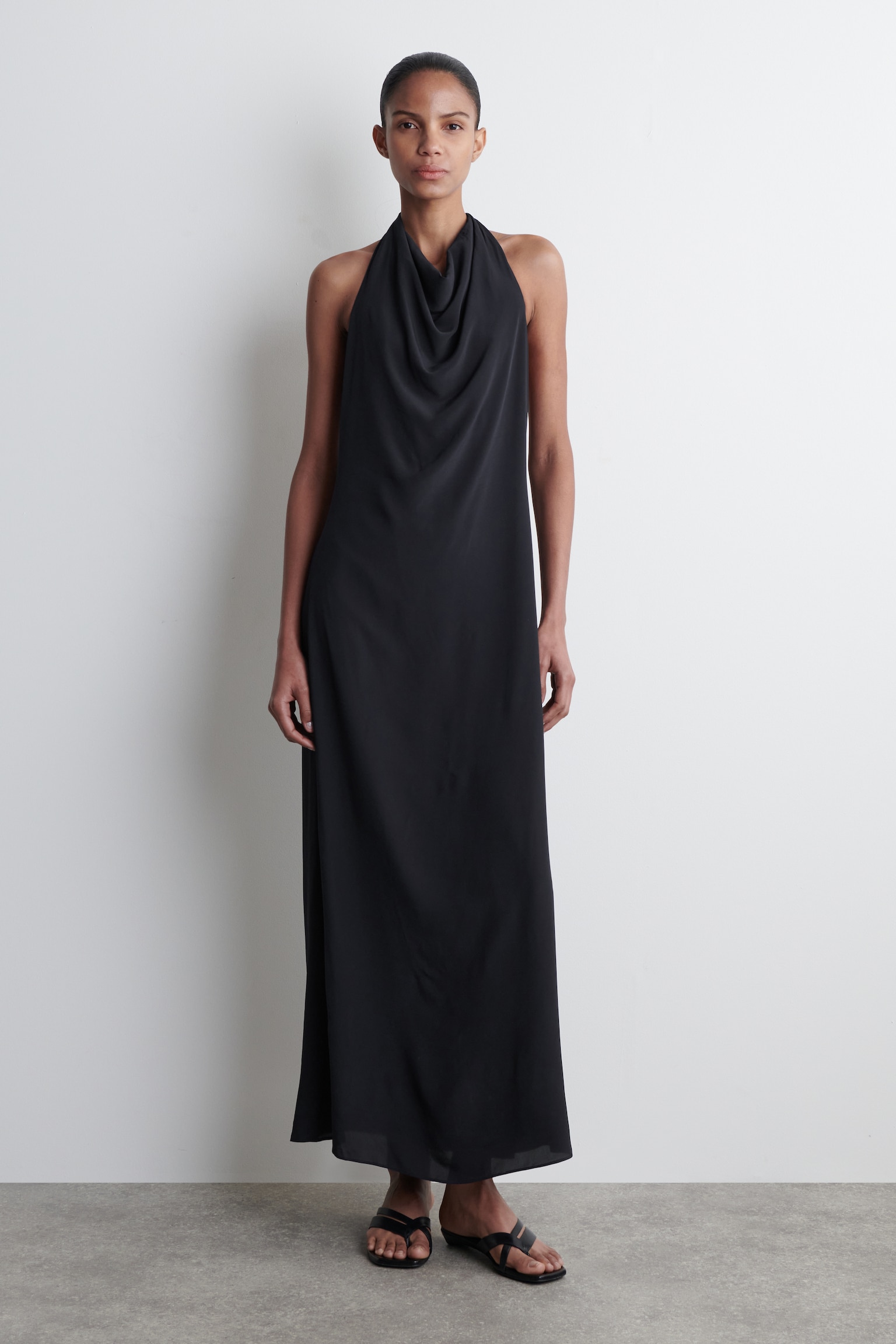 COWL-NECK MAXI DRESS - NAVY