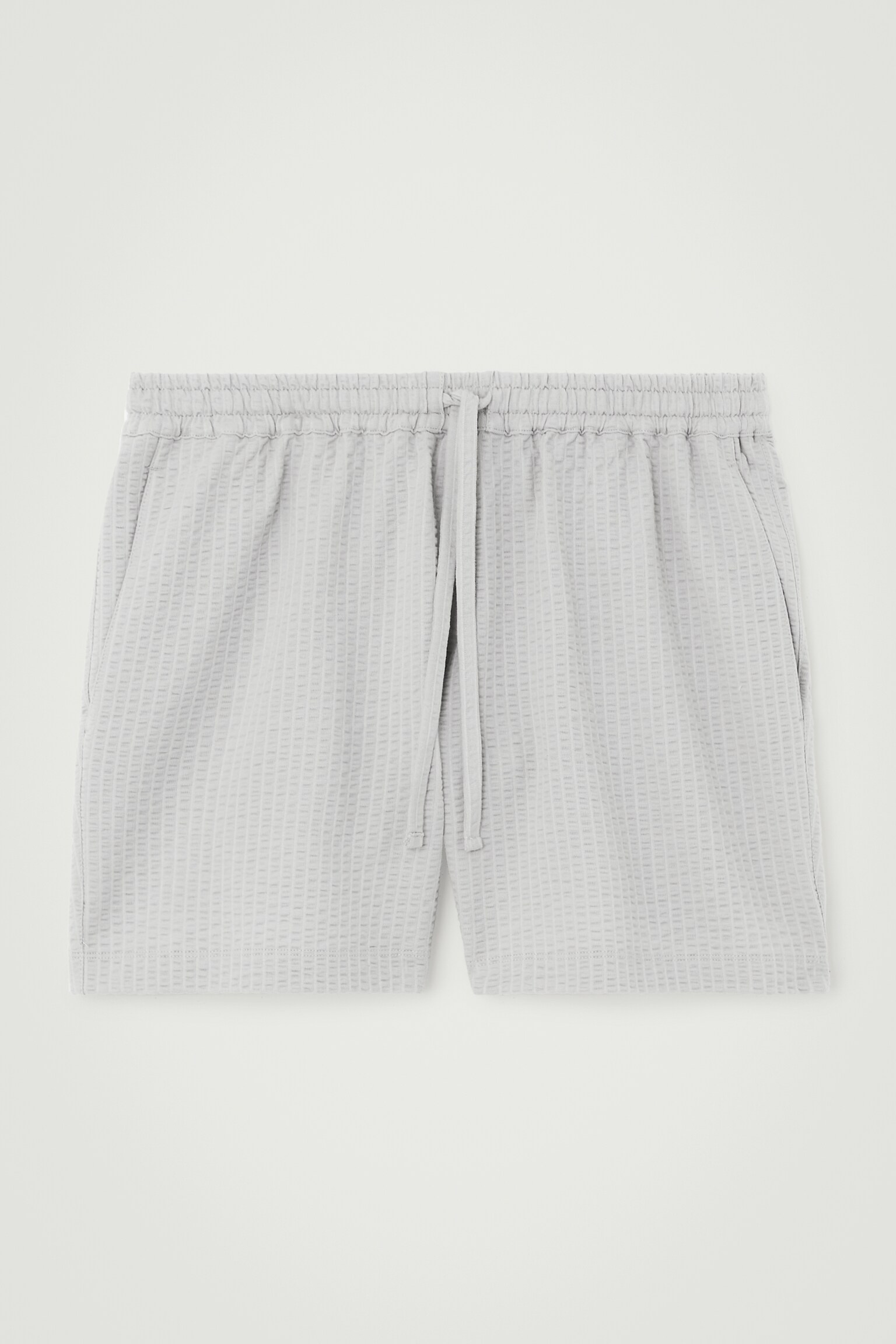 SEERSUCKER ELASTICATED SHORTS - GREY