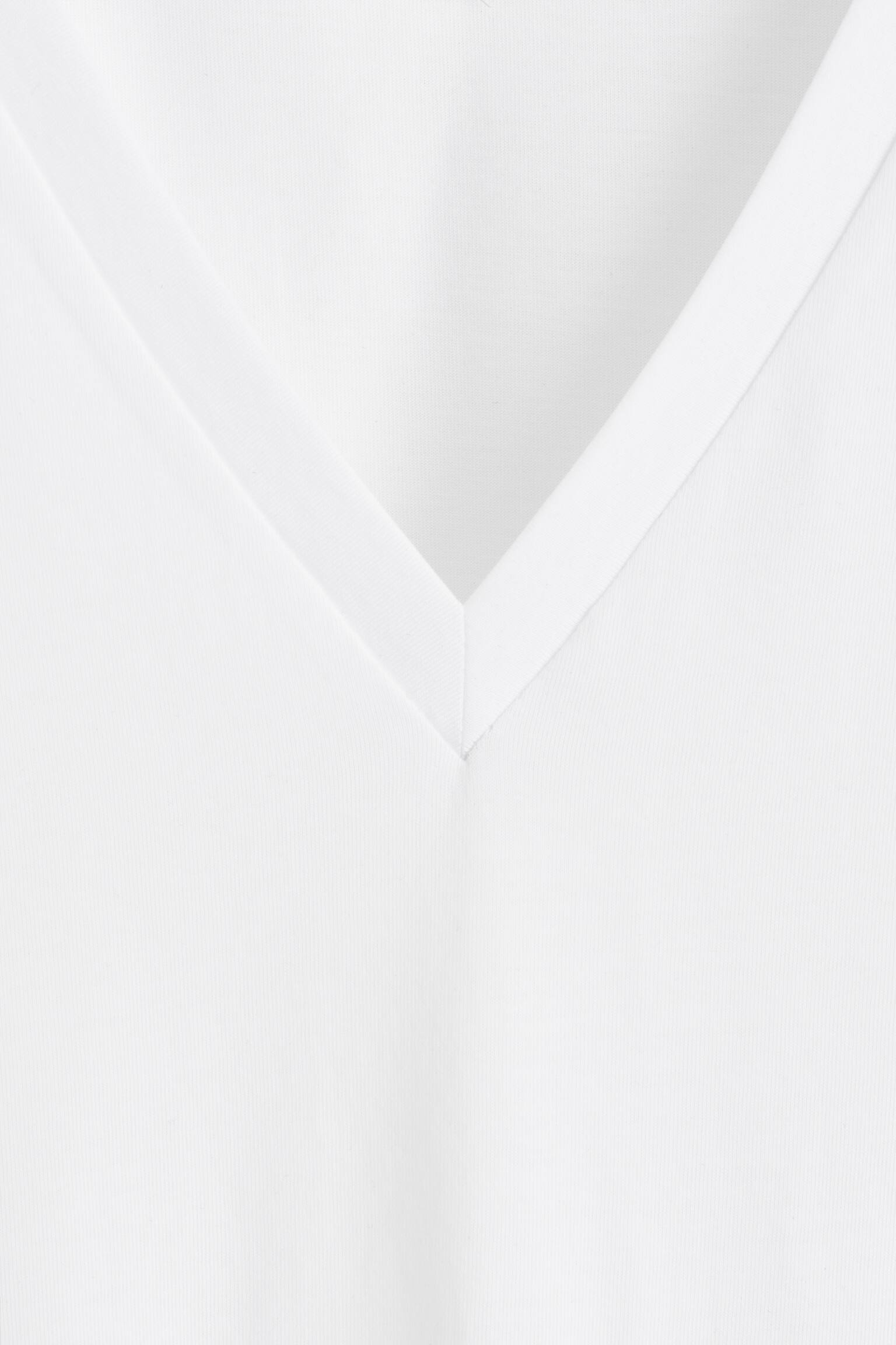 T-SHIRT COL EN V EN COTON - BLANC/NOIR/BRUN CHINÉ - 6