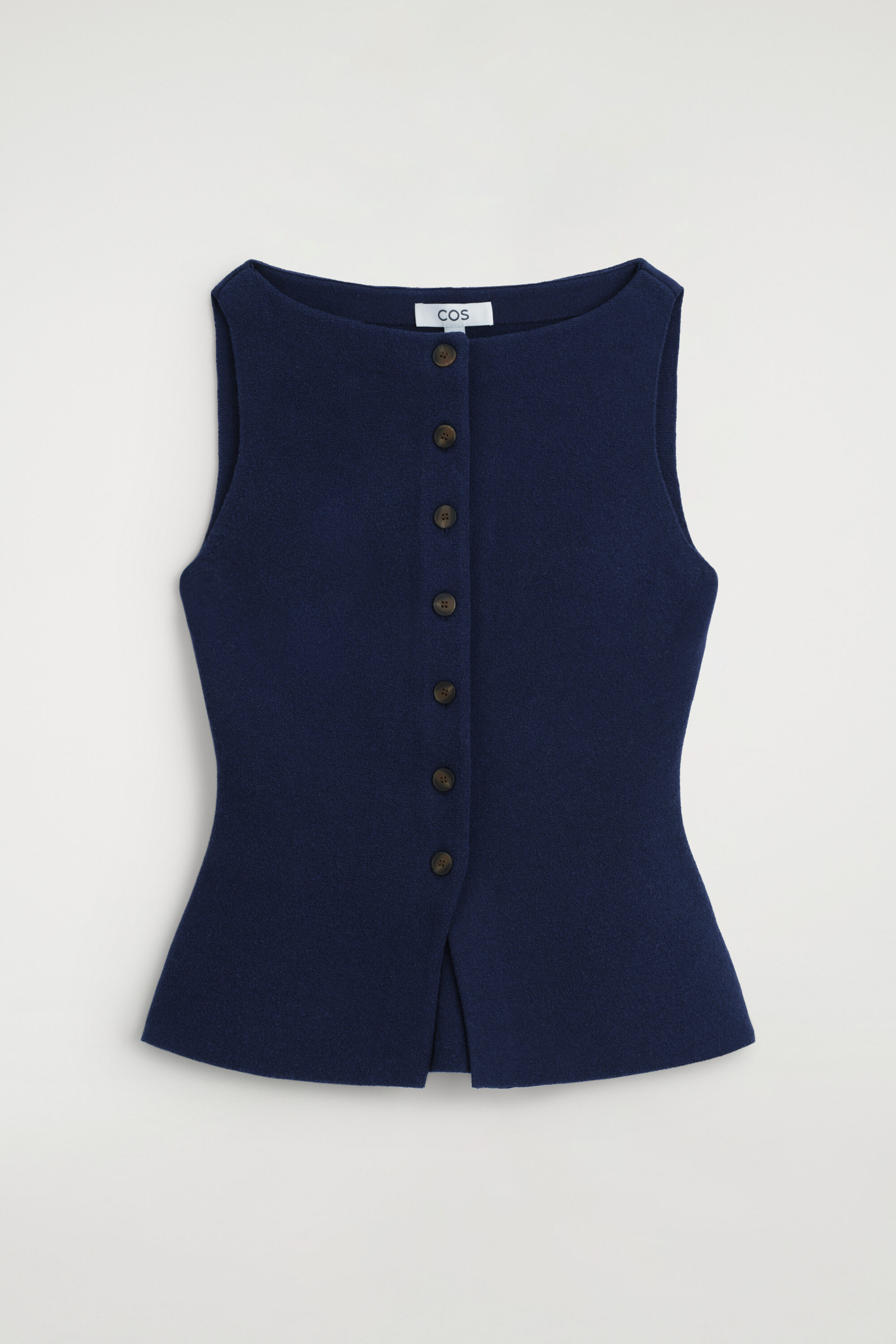 COTTON-BLEND CREPE VEST - NAVY | COS US