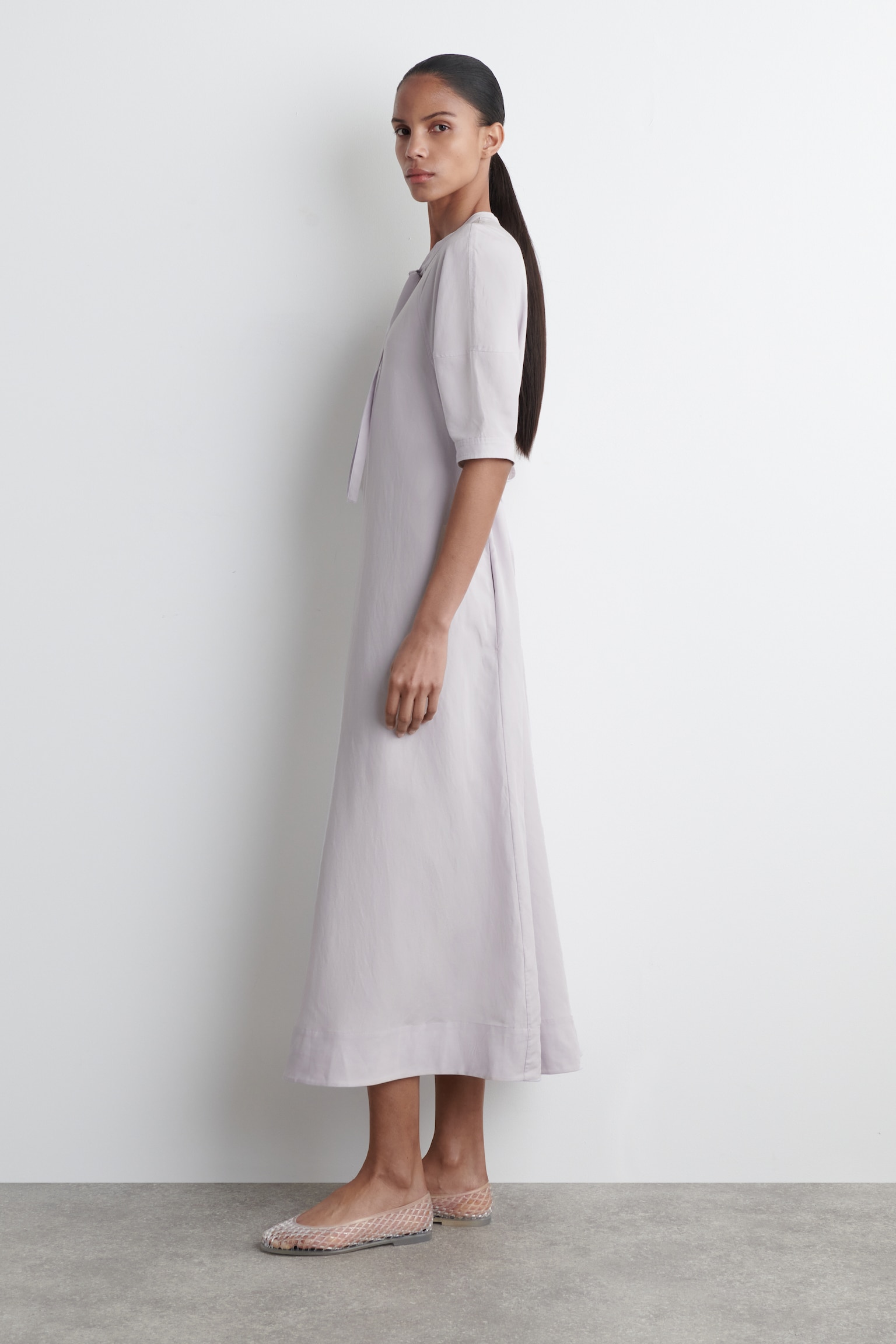 ROBE MIDI À DÉTAIL NOUÉ - LILAS - 3