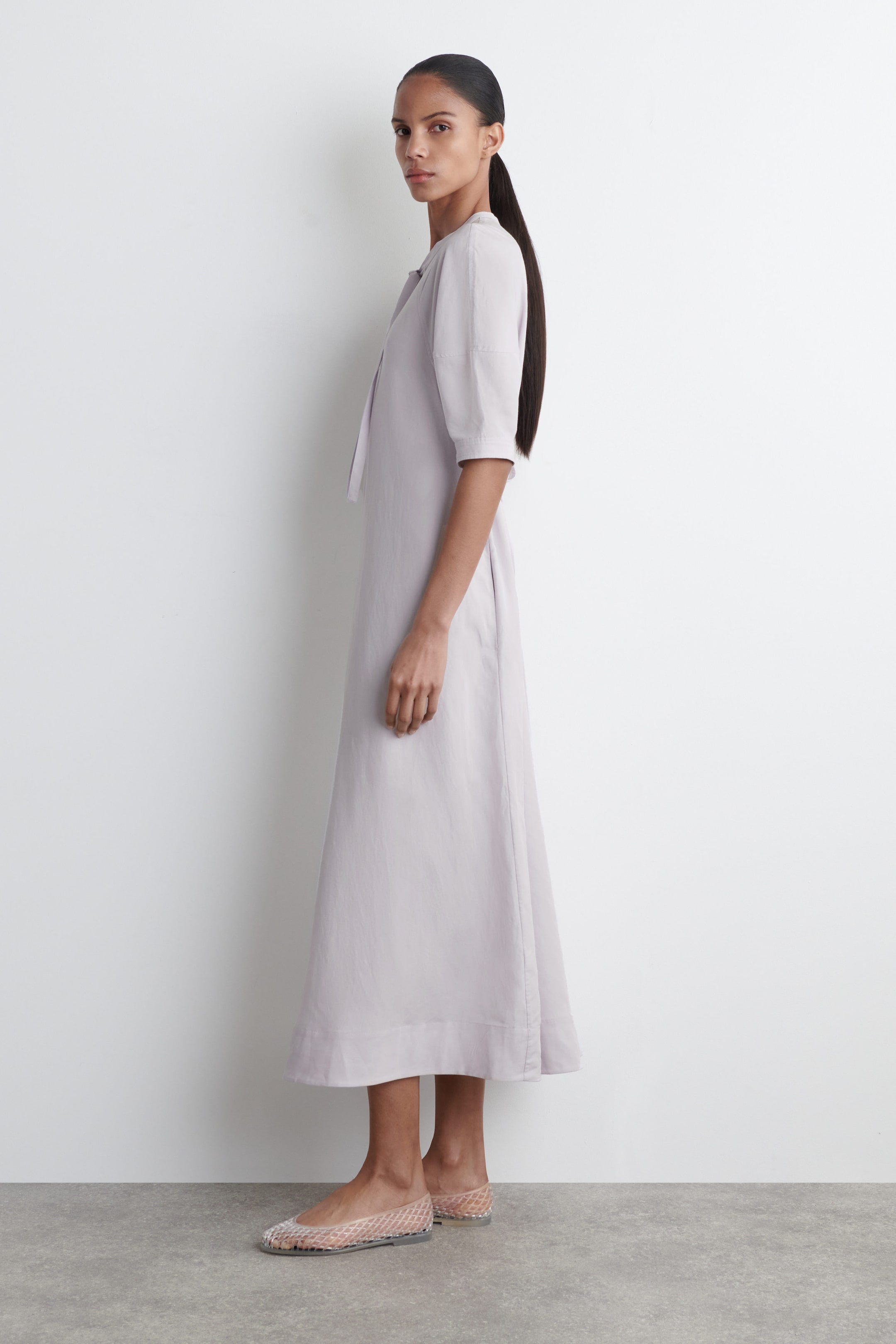 TIE-DETAIL MIDI DRESS