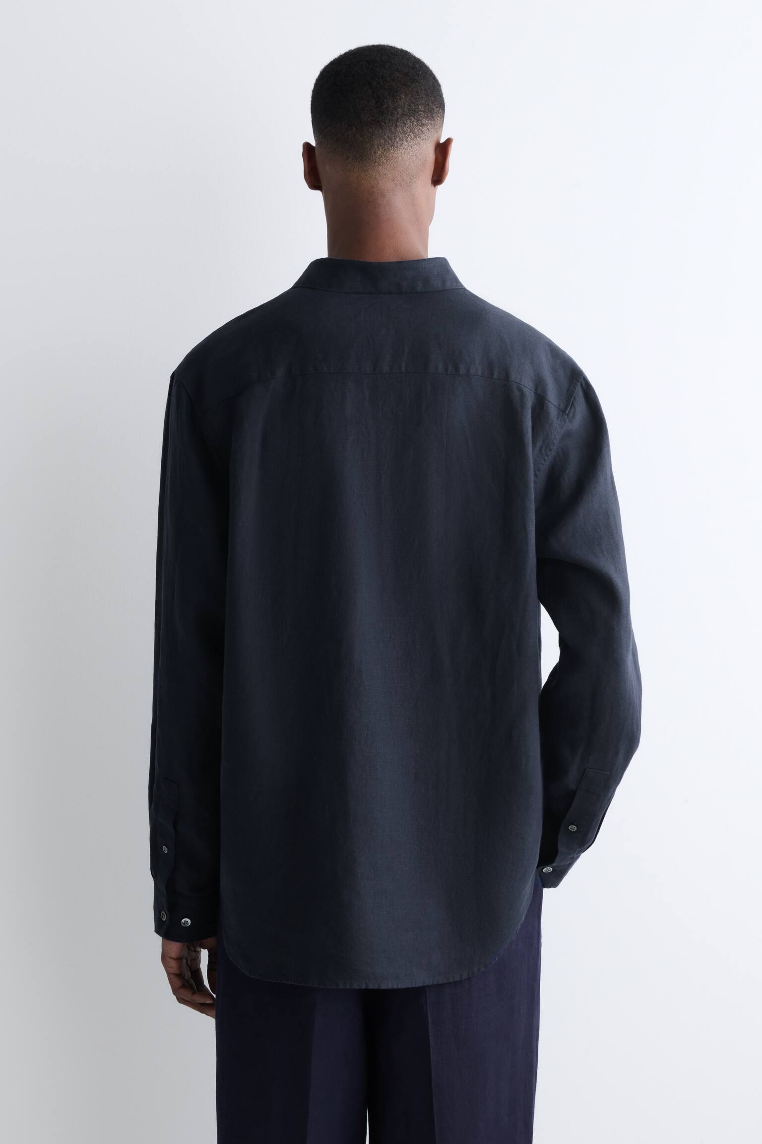 LOSSE LINNEN BLOUSE-MARINEBLAUW - 5