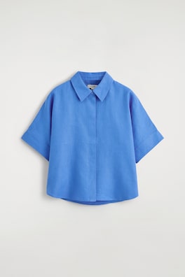 OVERSIZED SHORT-SLEEVED LINEN SHIRT — BLUE 7