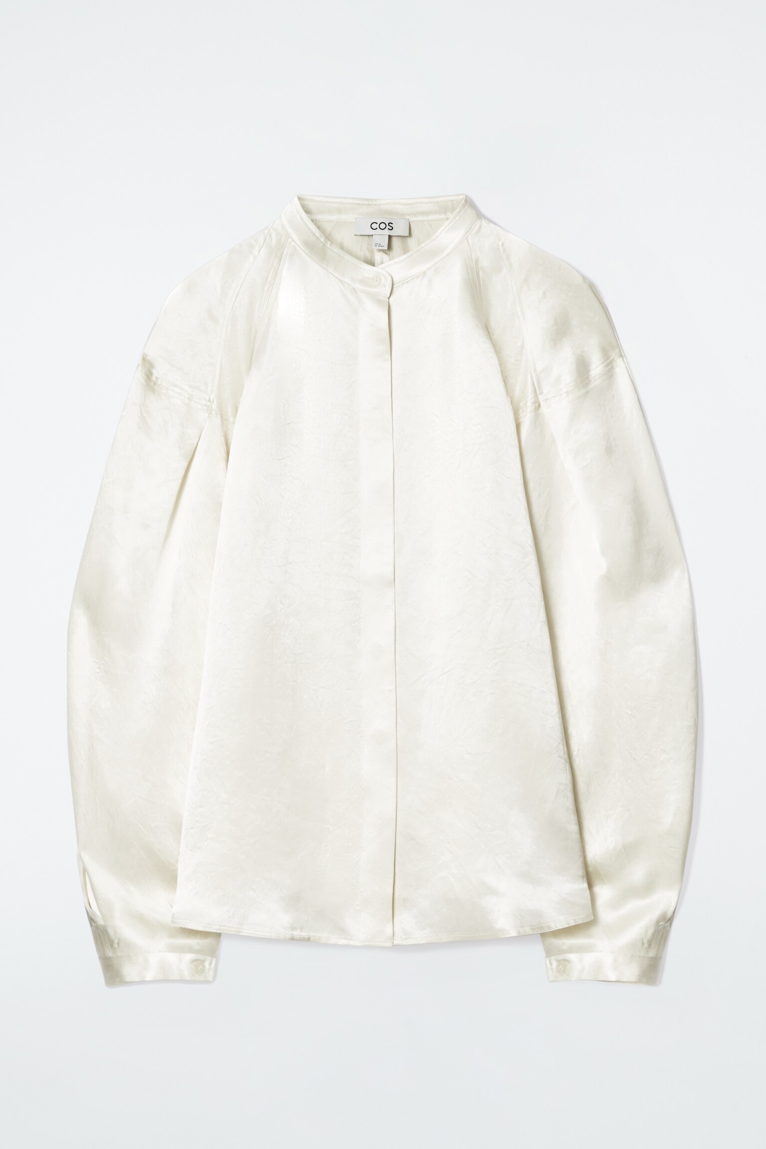 RELAXED PLEATED-DETAIL SATIN SHIRT - CHAMPAGNE