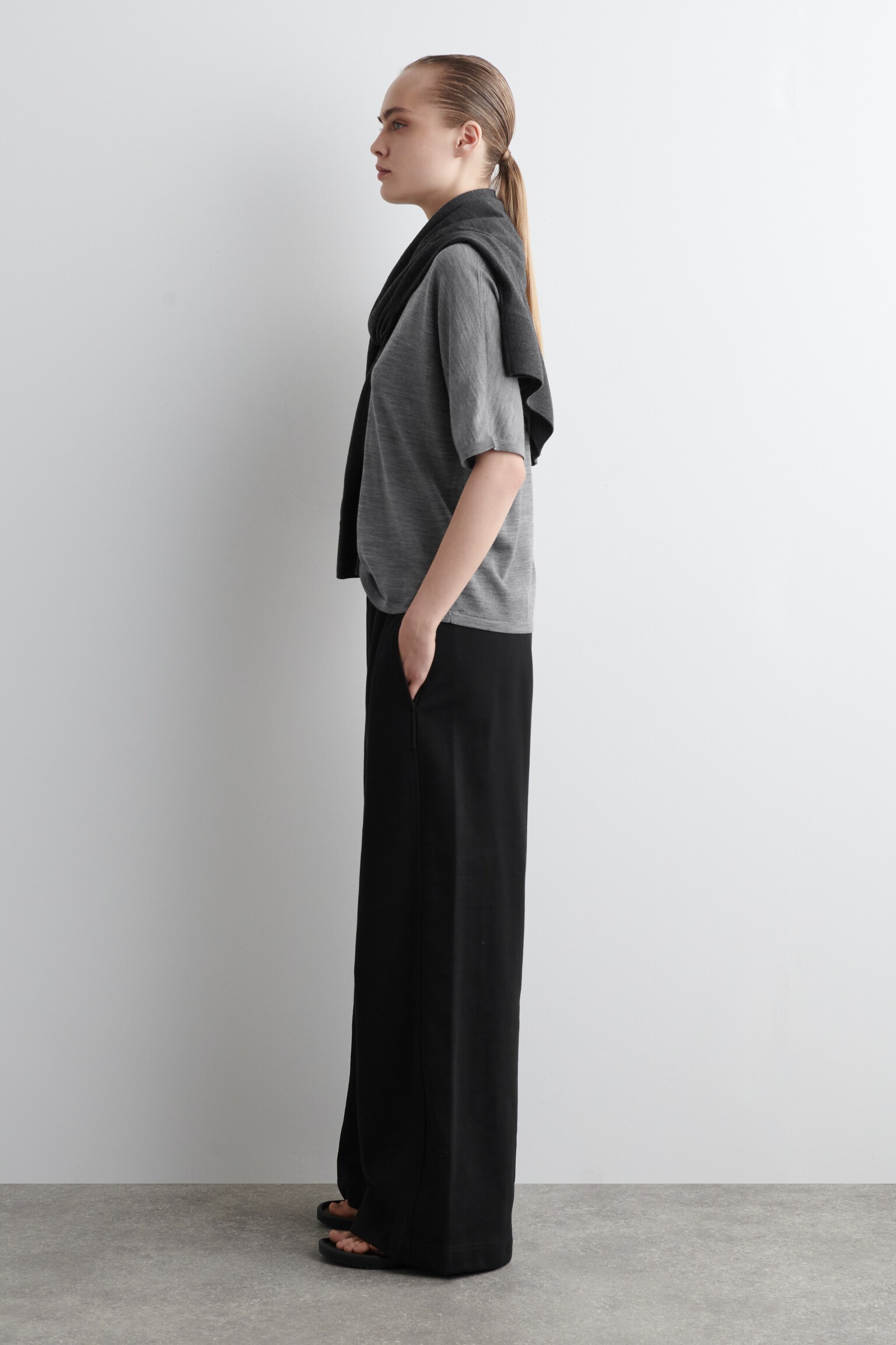 PANTALON DE JOGGING LARGE EN JERSEY - NOIR - 4
