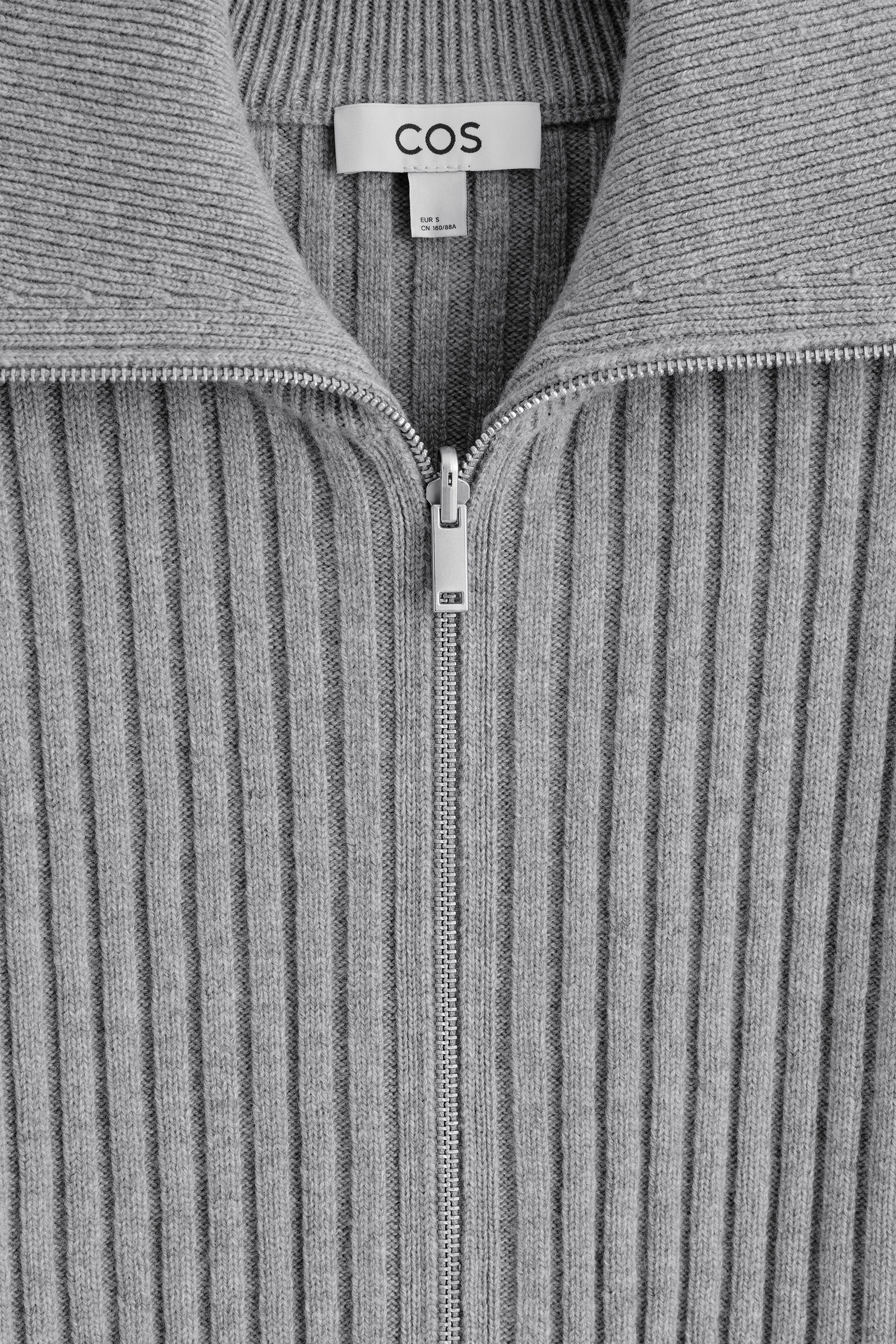 RIBBED MERINO WOOL JACKET - GREY MÉLANGE | COS