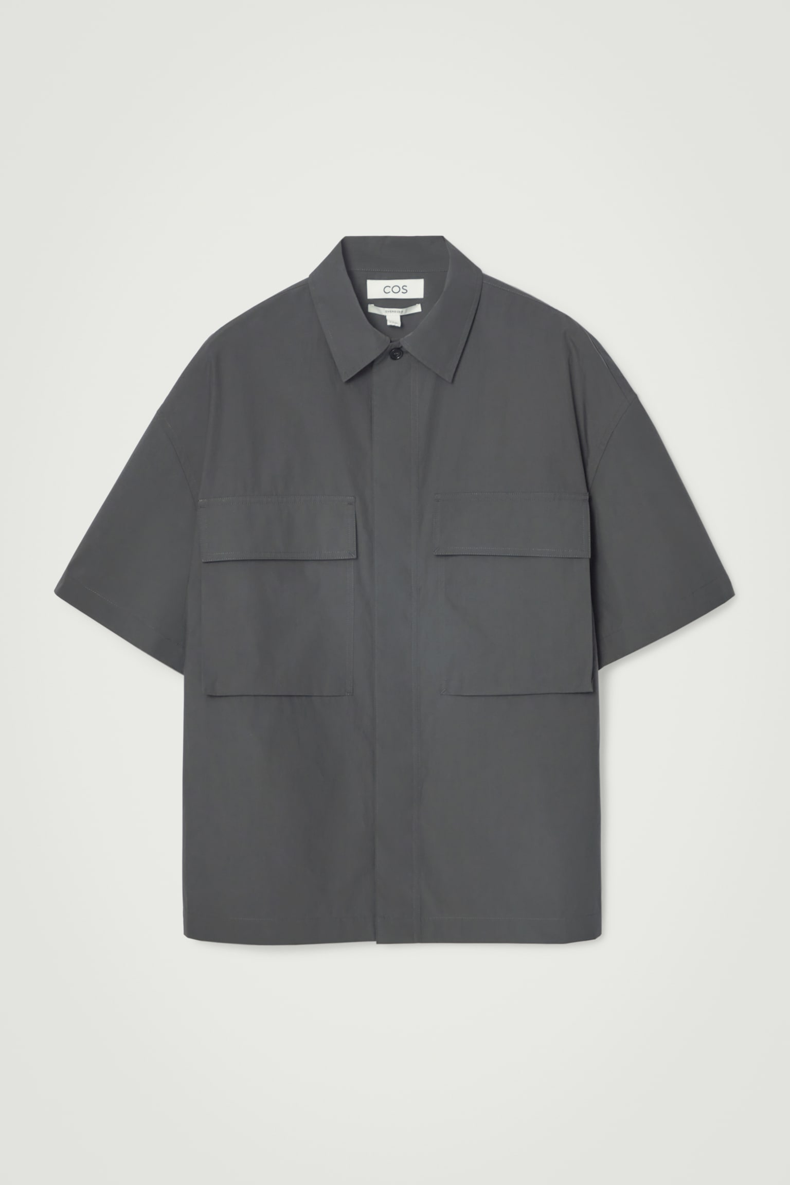 OVERSIZED SHORT-SLEEVED UTILITY SHIRT - DARK GREY