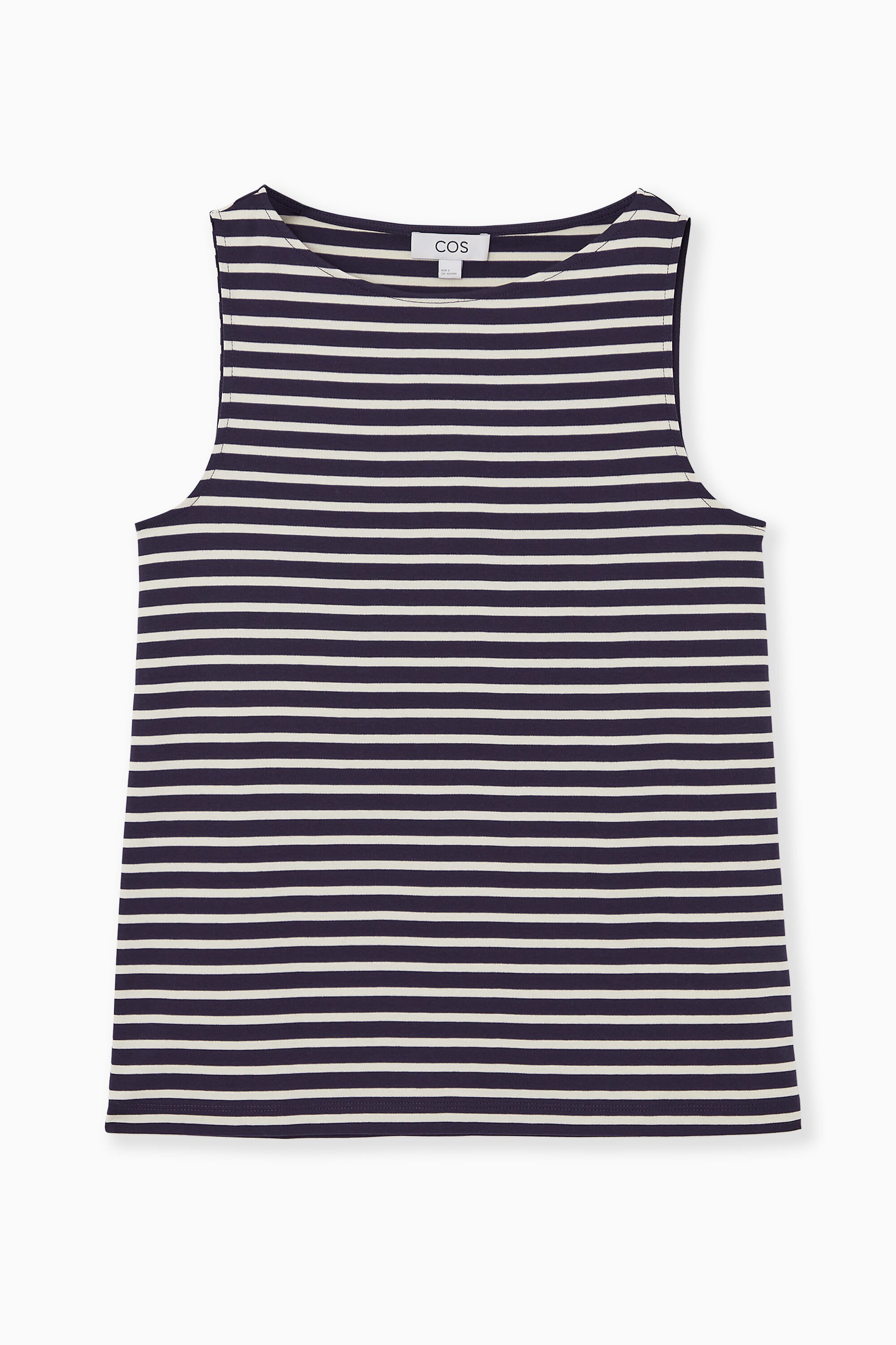 BOAT-NECK TANK TOP - NAVY / STRIPED | COS