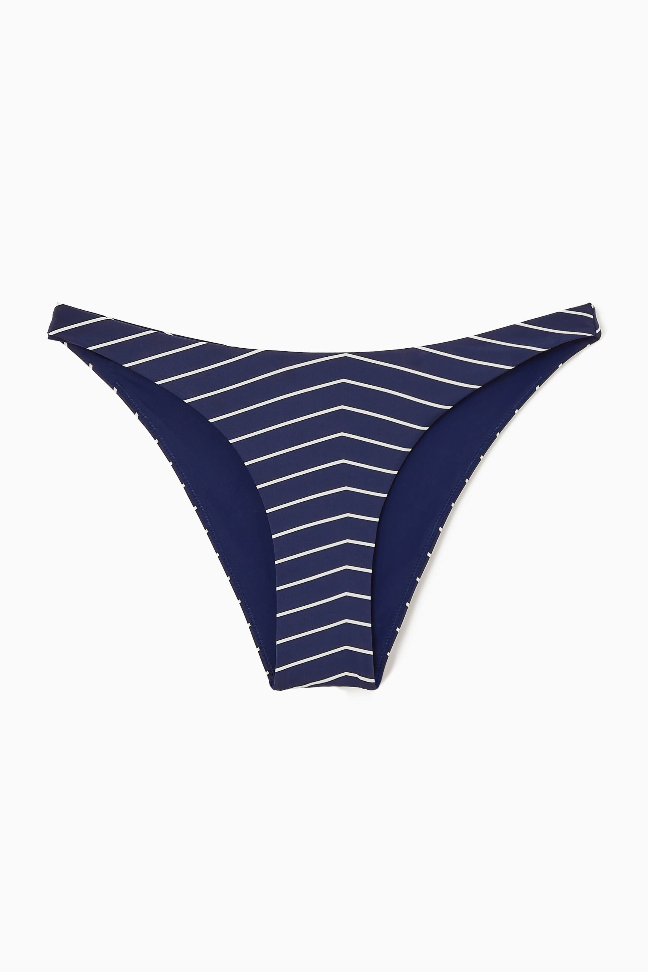 Agrandir l'image: BAS DE BIKINI BRÉSILIEN - BLEU MARINE / RAYURES - FEMME | H&M CH 1
