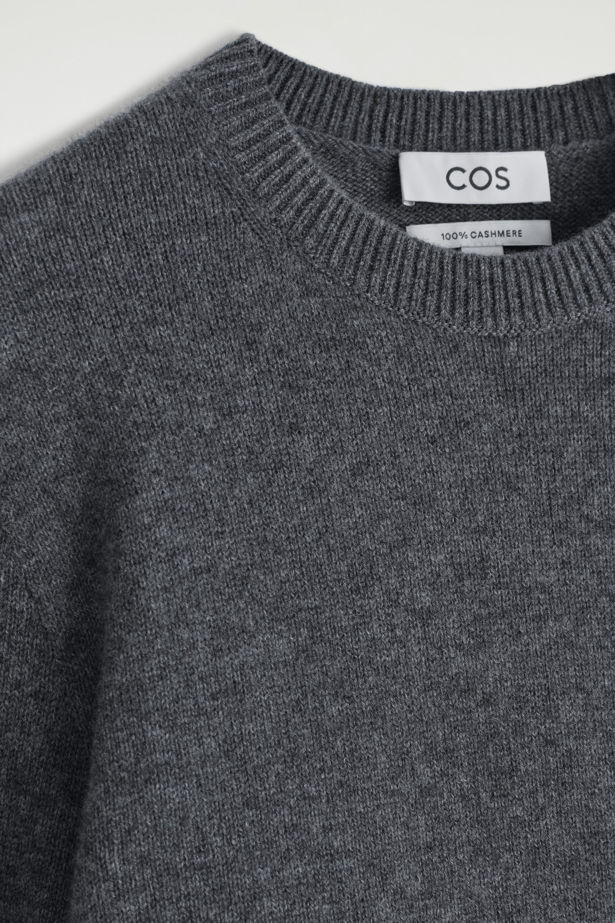 PURE CASHMERE CREW-NECK SWEATER — DARK-GRAY MÉLANGE
