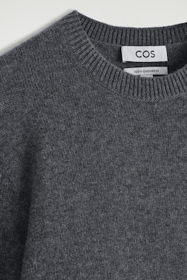 PURE CASHMERE CREW-NECK SWEATER — DARK-GRAY MÉLANGE 1