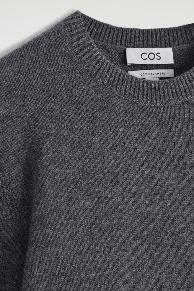PURE CASHMERE CREW-NECK SWEATER — DARK-GRAY MÉLANGE