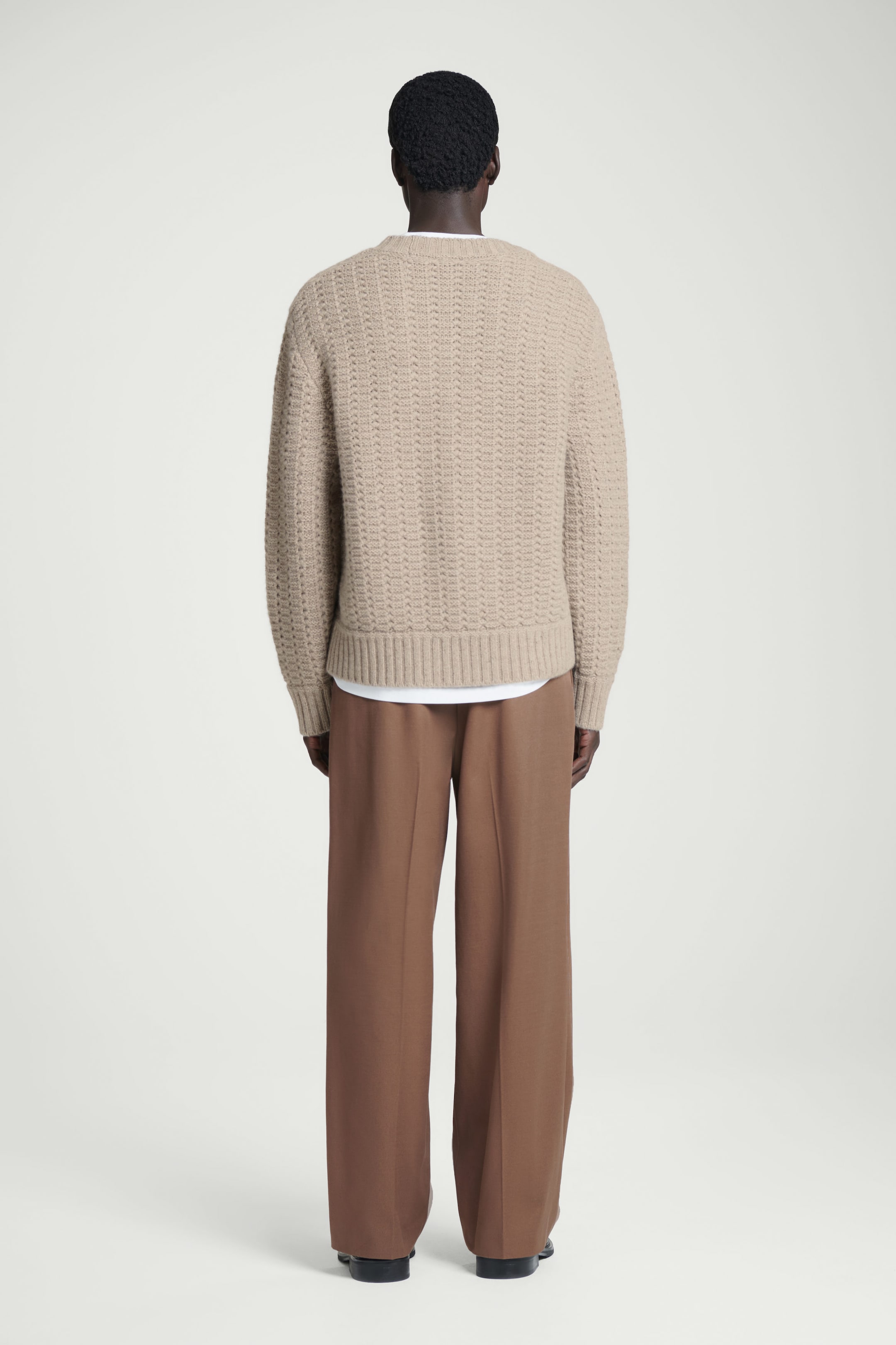RELAXED POINTELLE-KNIT PURE CASHMERE SWEATER