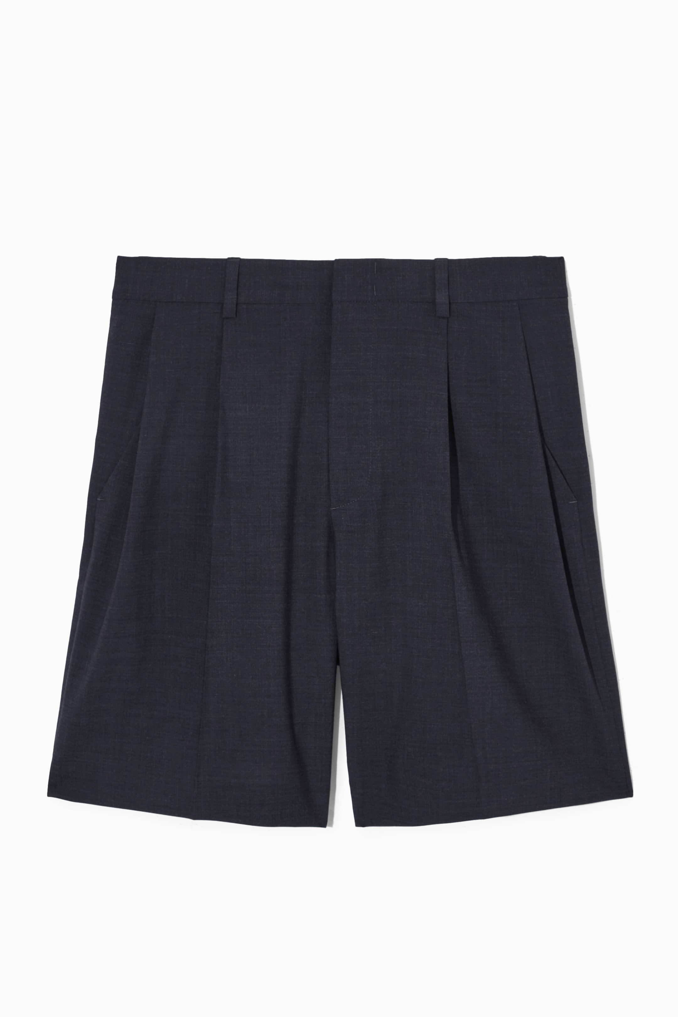 View larger image: PLEATED WIDE-LEG WOOL SHORTS - NAVY - Men | H&M GB 1