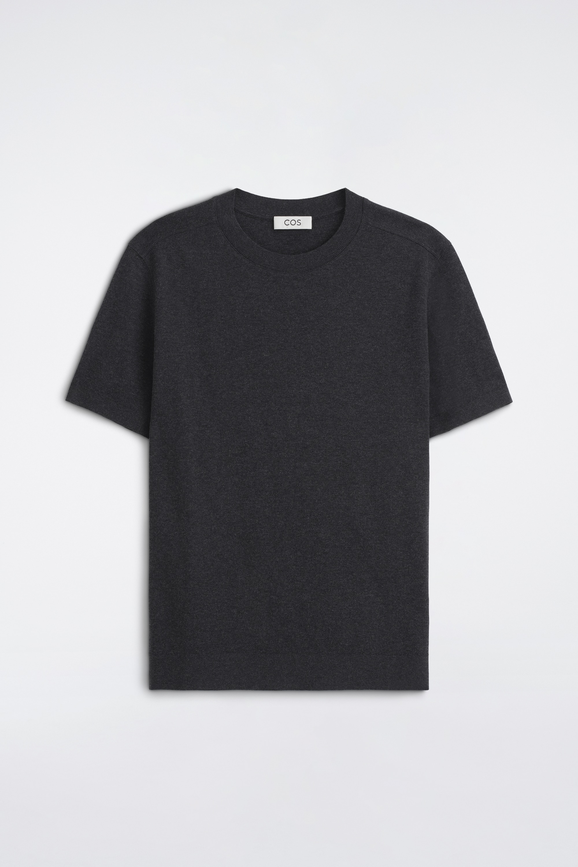SLIM INTERLOCK-JERSEY T-SHIRT - מלאנג' פחם