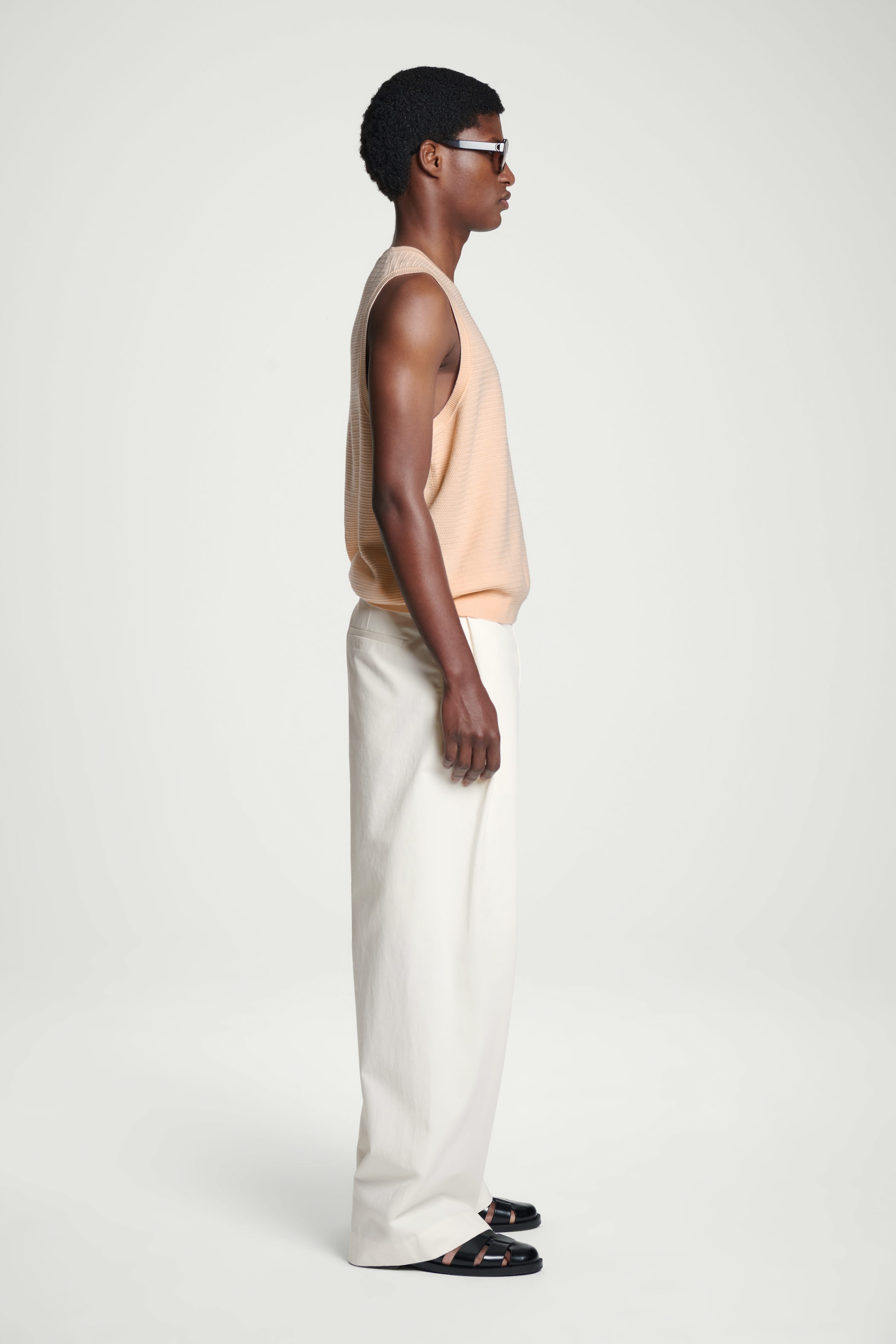 TEXTURED KNITTED COTTON TANK TOP
