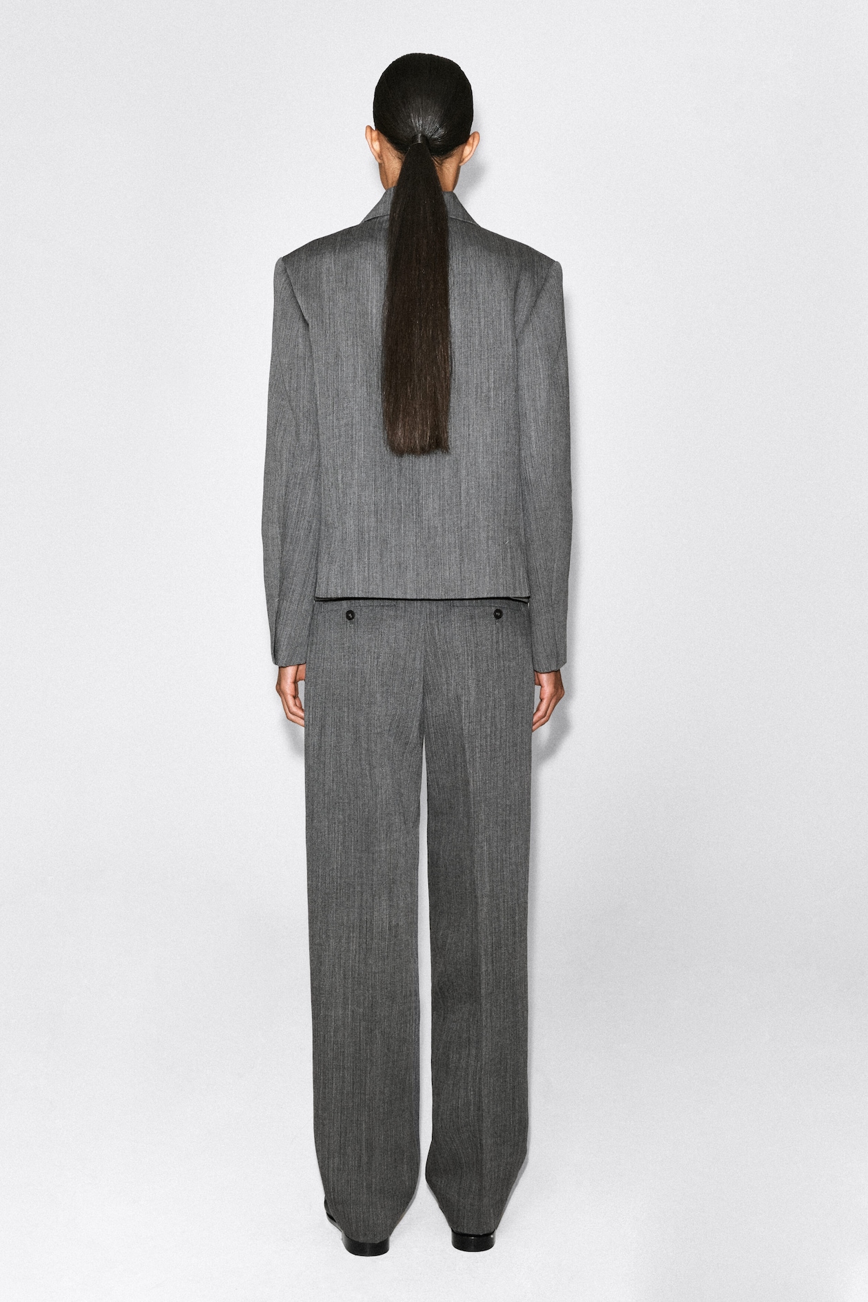 TAILORED WOOL STRAIGHT-LEG PANTS — HEATHER