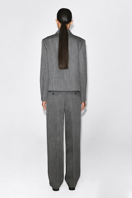 TAILORED WOOL STRAIGHT-LEG PANTS — HEATHER 5