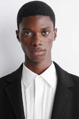 PINTUCKED COTTON TUXEDO SHIRT — CHALK 6